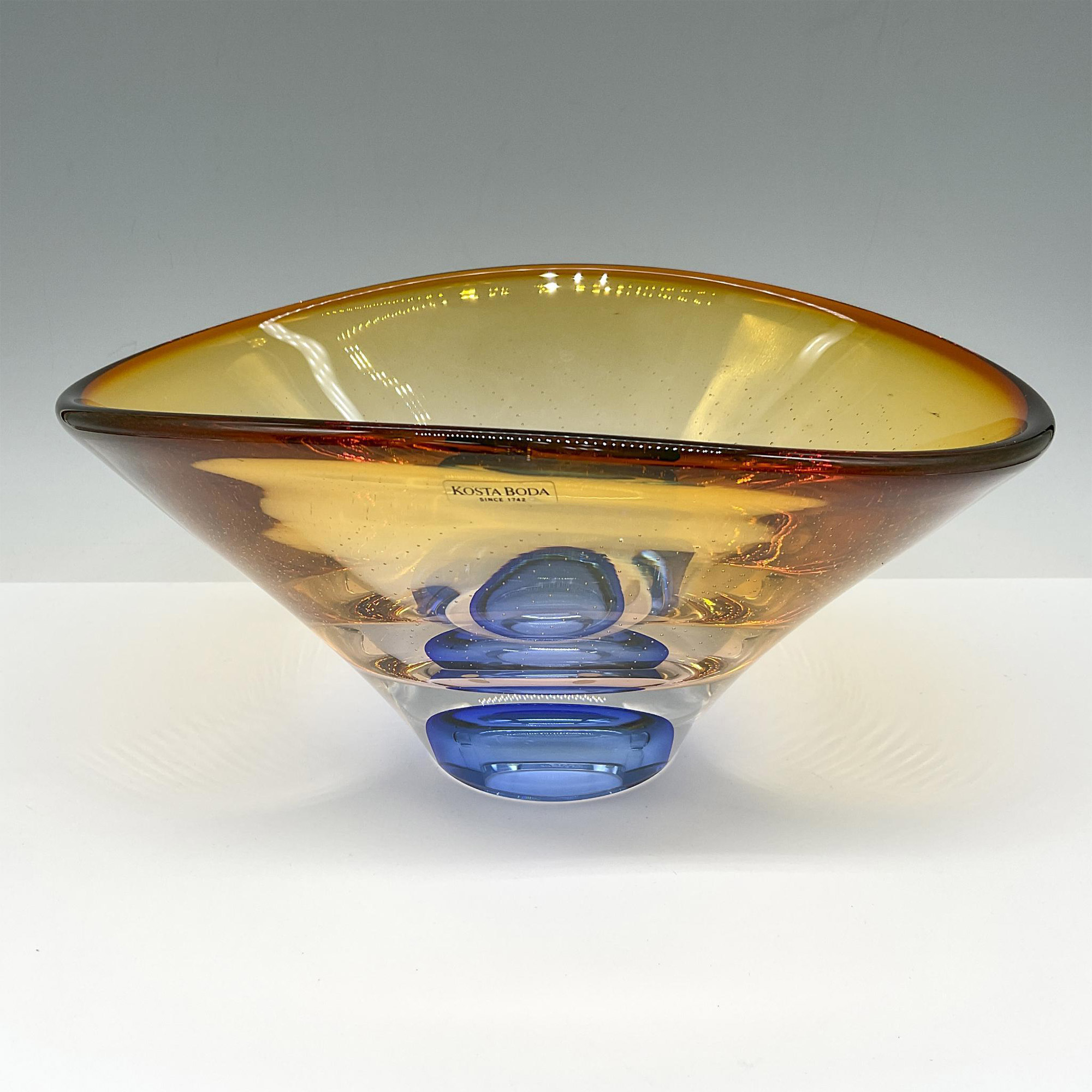 Goran Warff for Kosta Boda Crystal Wave Bowl, Signed