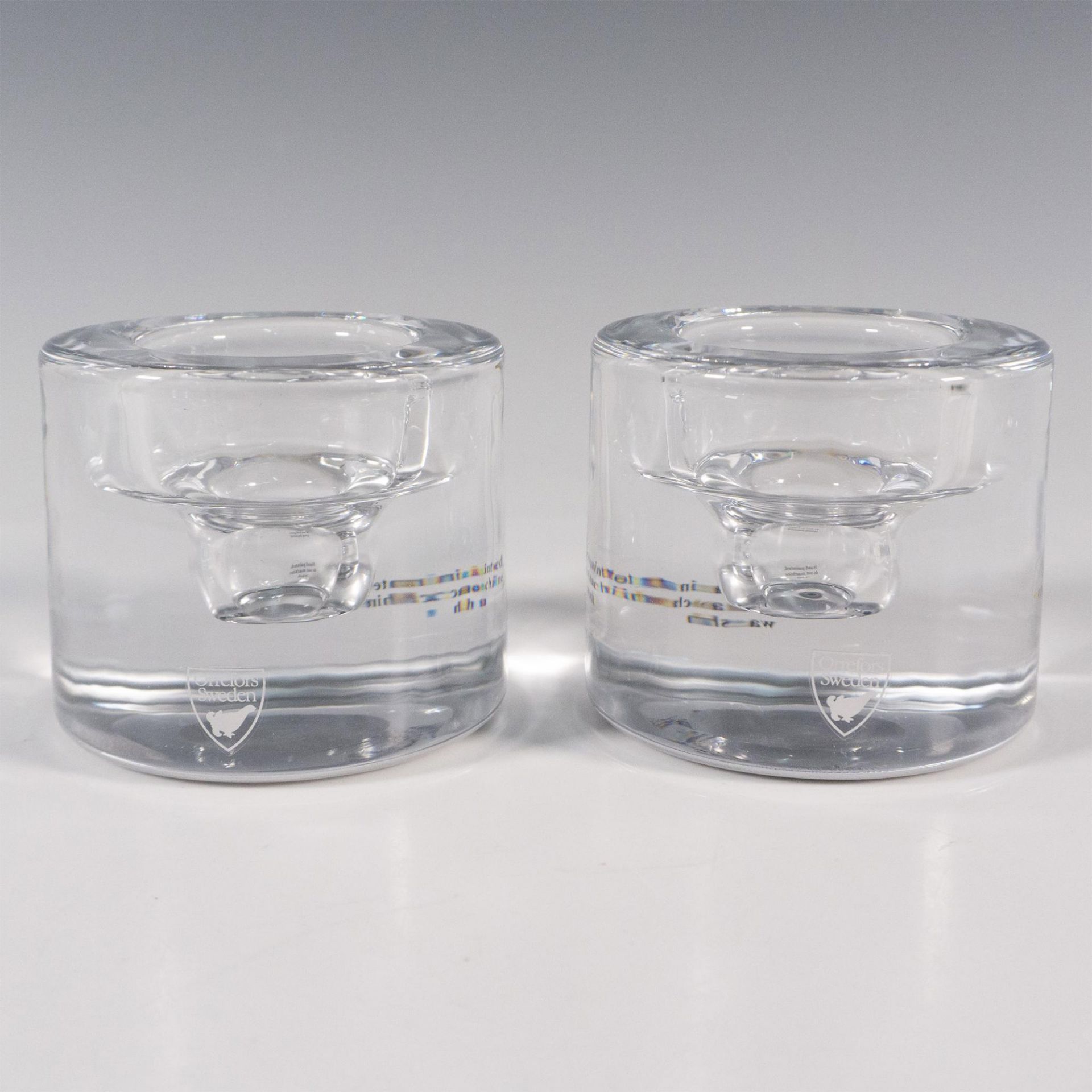 Pair of Orrefors by Anna Ehrner Candle Holders, Shine Silver