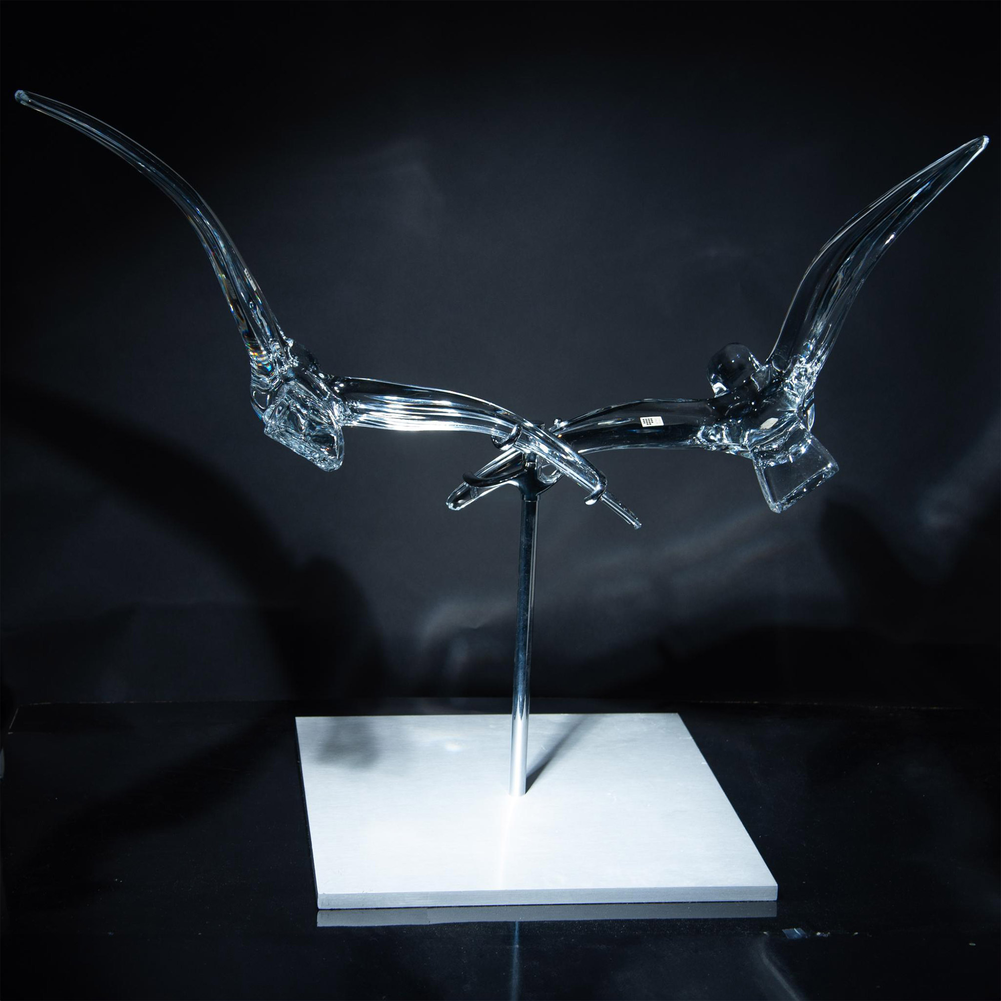 Daum Crystal Sculpture by Claude Lhoste, Birds in Flight - Image 10 of 10