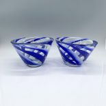 Pair of Kosta Boda Blue Swirled Bowls