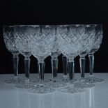 9pc Waterford Crystal White Wine Glasses, Comeragh