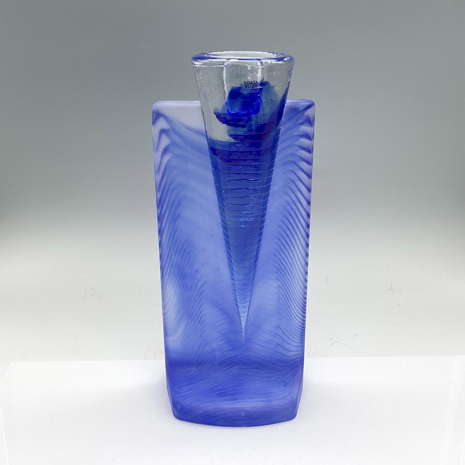 Kosta Boda Glass Candleholder, Ice Age Blue - Image 2 of 3