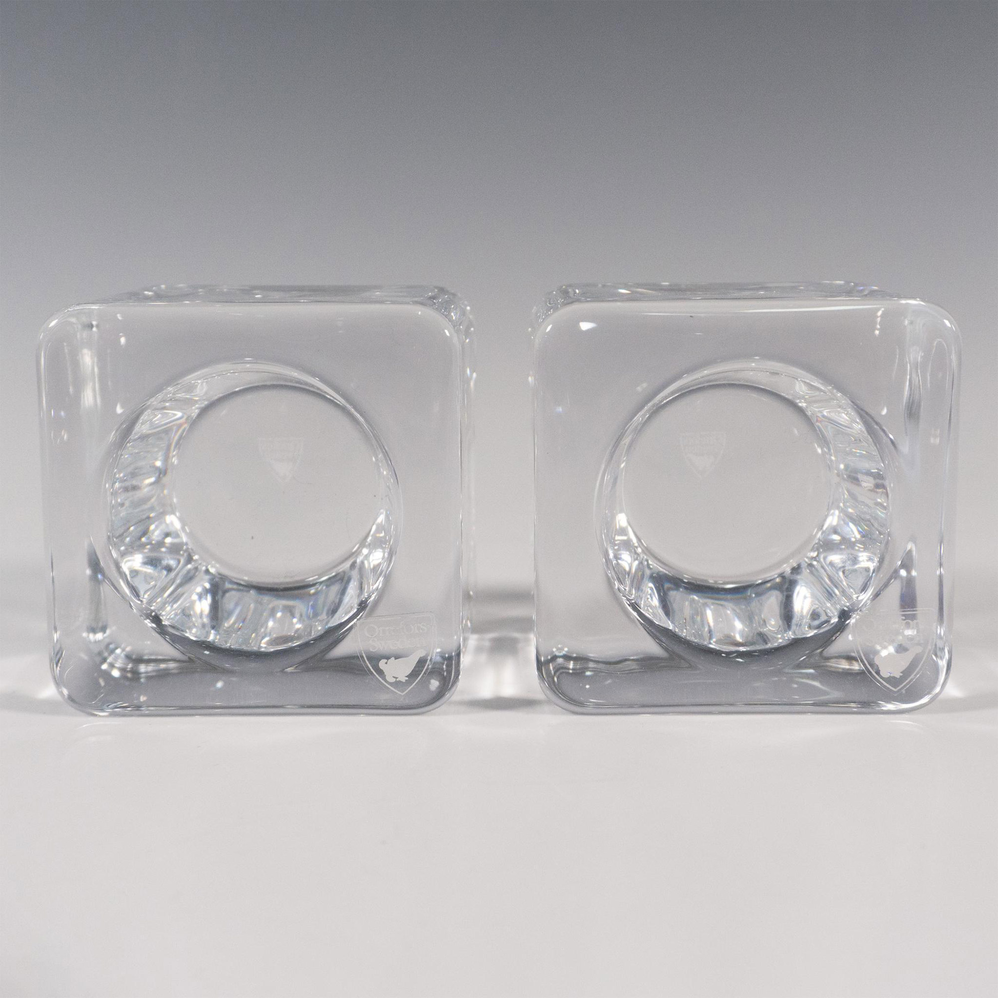 Pair of Orrefors by Goran Warff Candle Holders, Ice Cube - Image 2 of 3