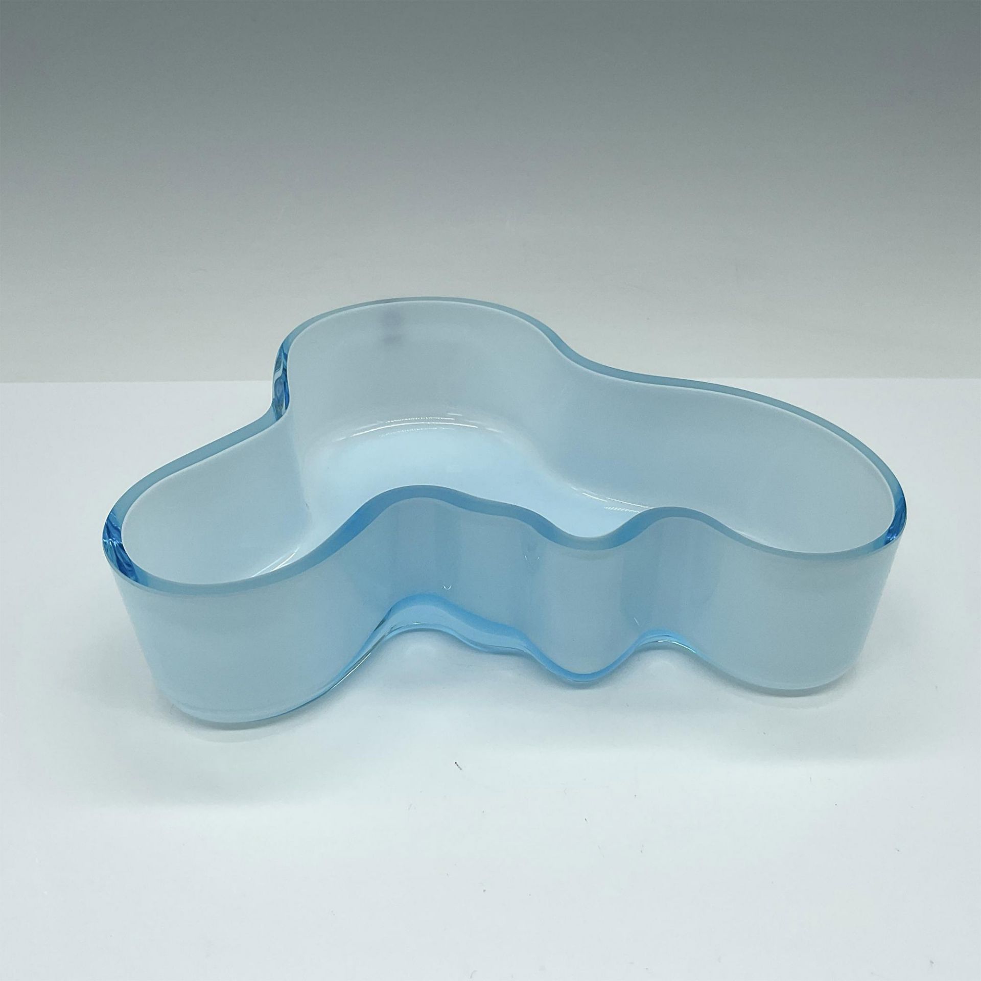 Iittala Blue and White Glass Bowl, Alvar Aalto Collection