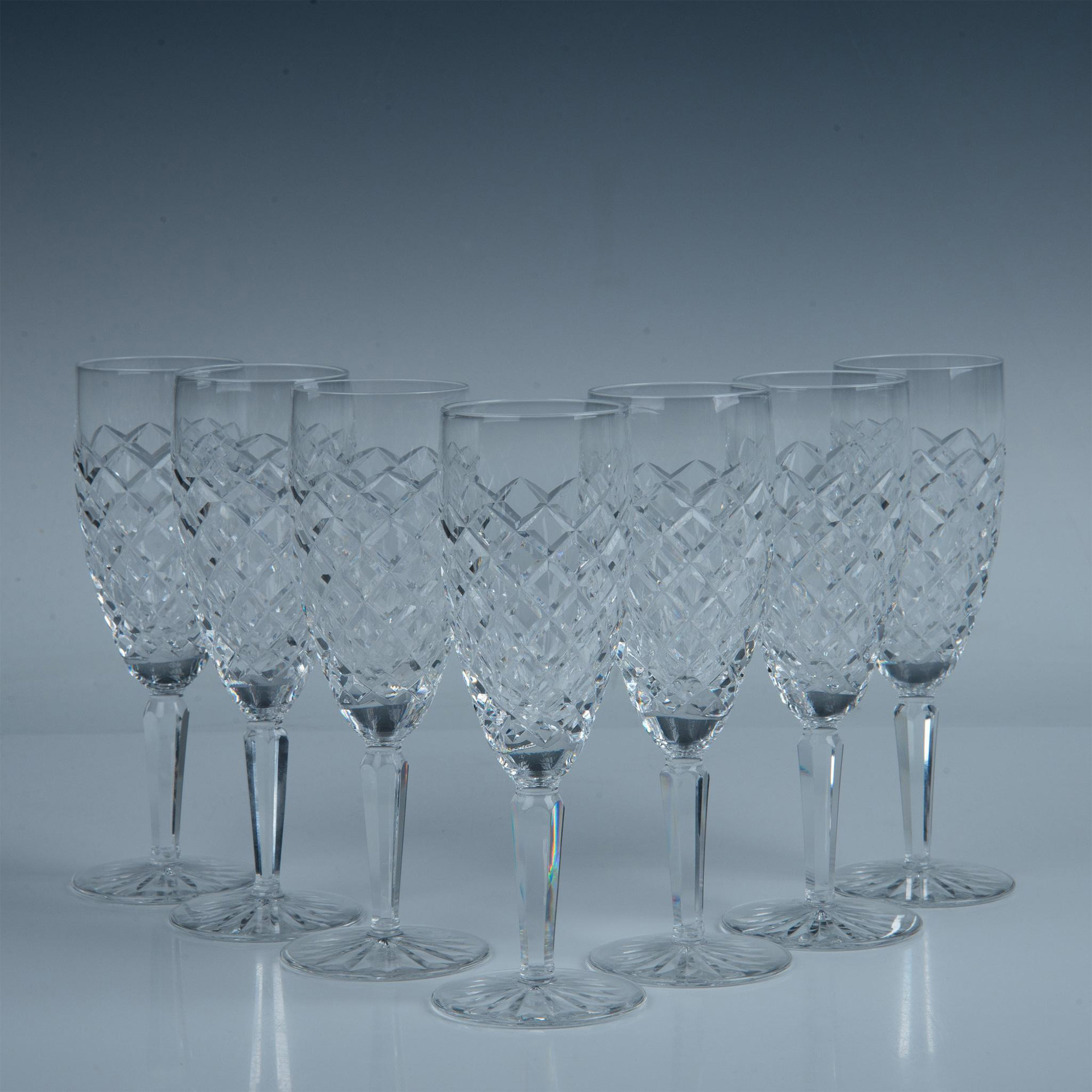 7pc Waterford Crystal Champagne Flutes, Comeragh - Image 7 of 7