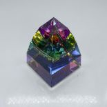 Swarovski Silver Crystal Paperweight, Pyramid Rainbow