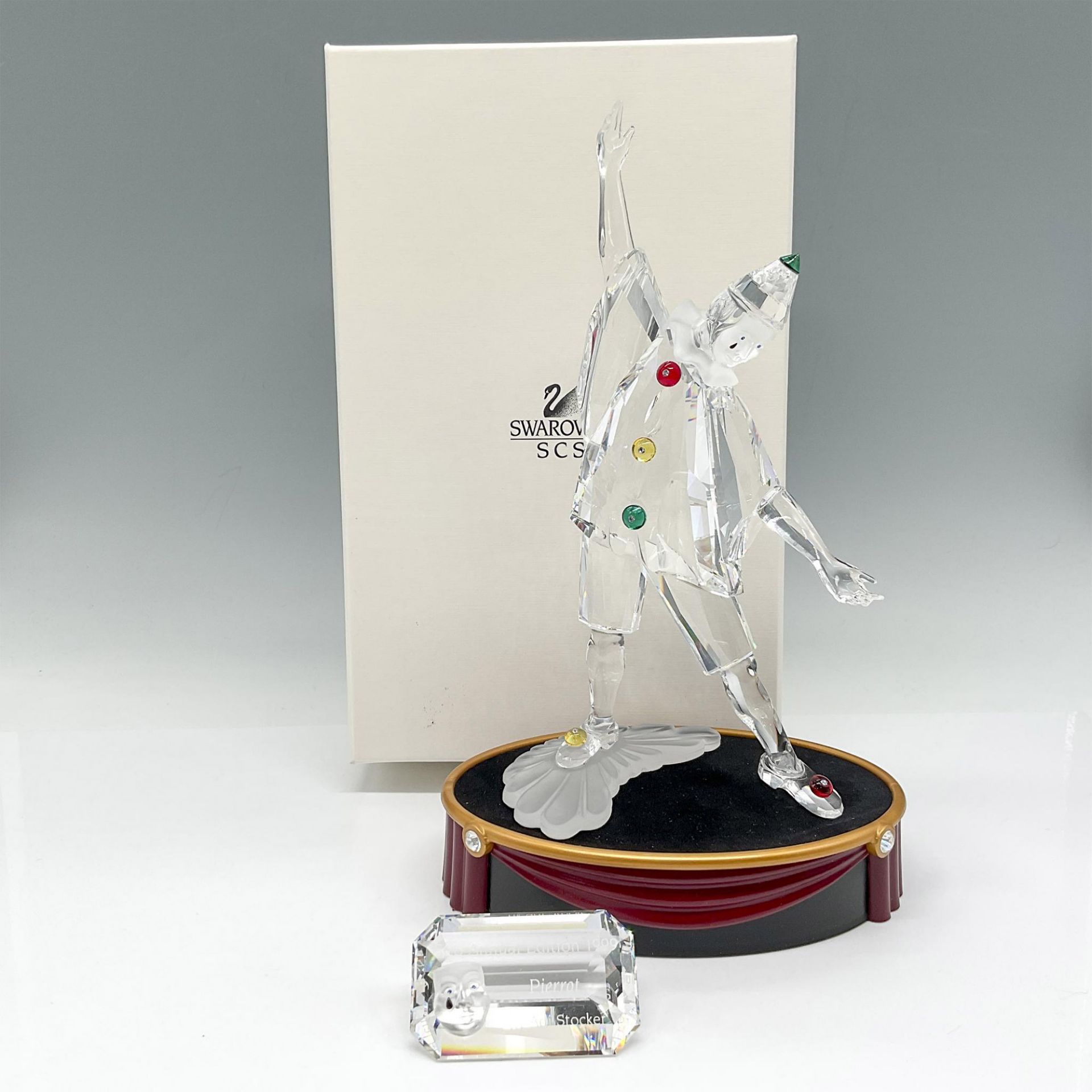 Swarovski SCS Figurine, Masquerade Pierrot + Base, Plaque - Image 4 of 4