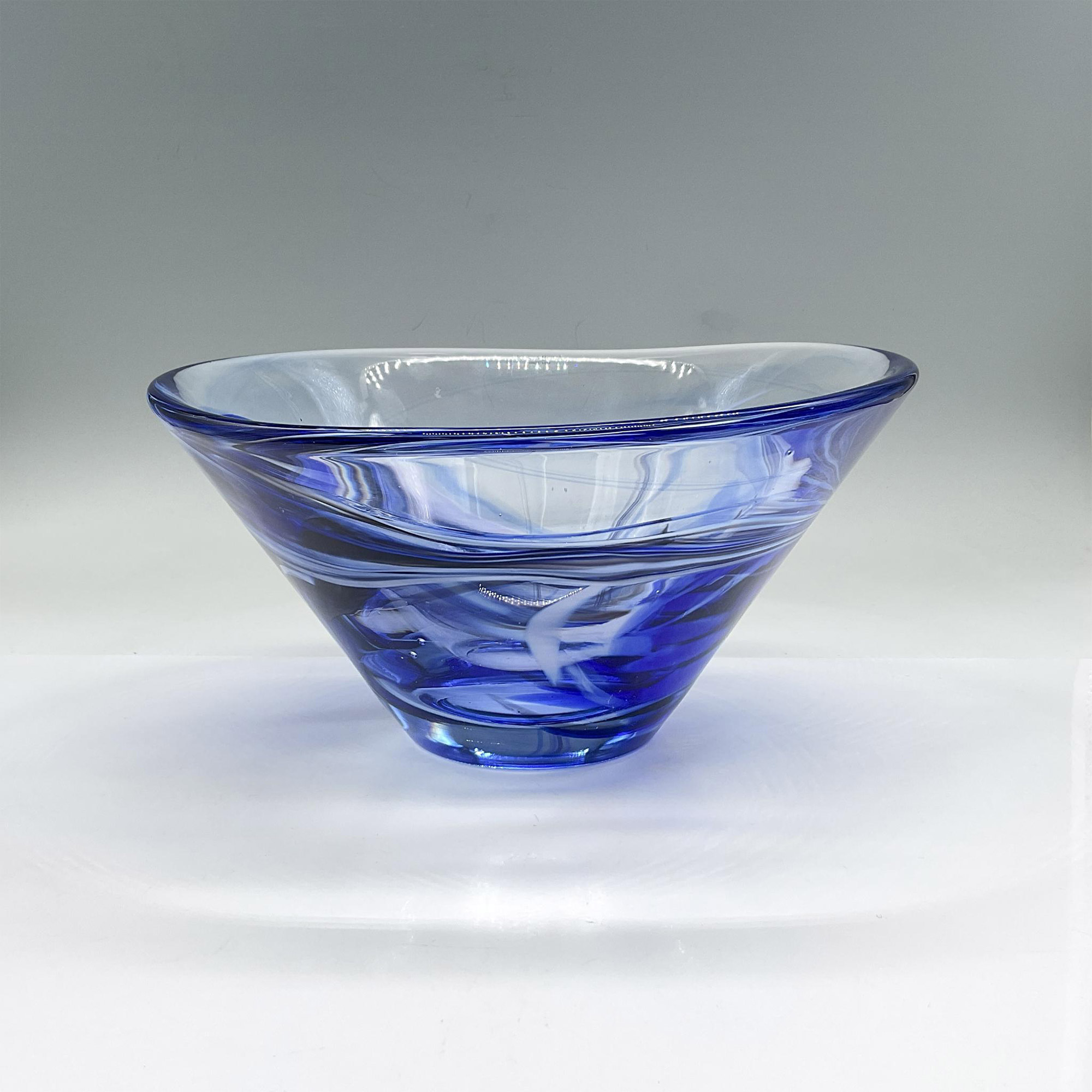 Kosta Boda Glass Bowl, Blue Swirls