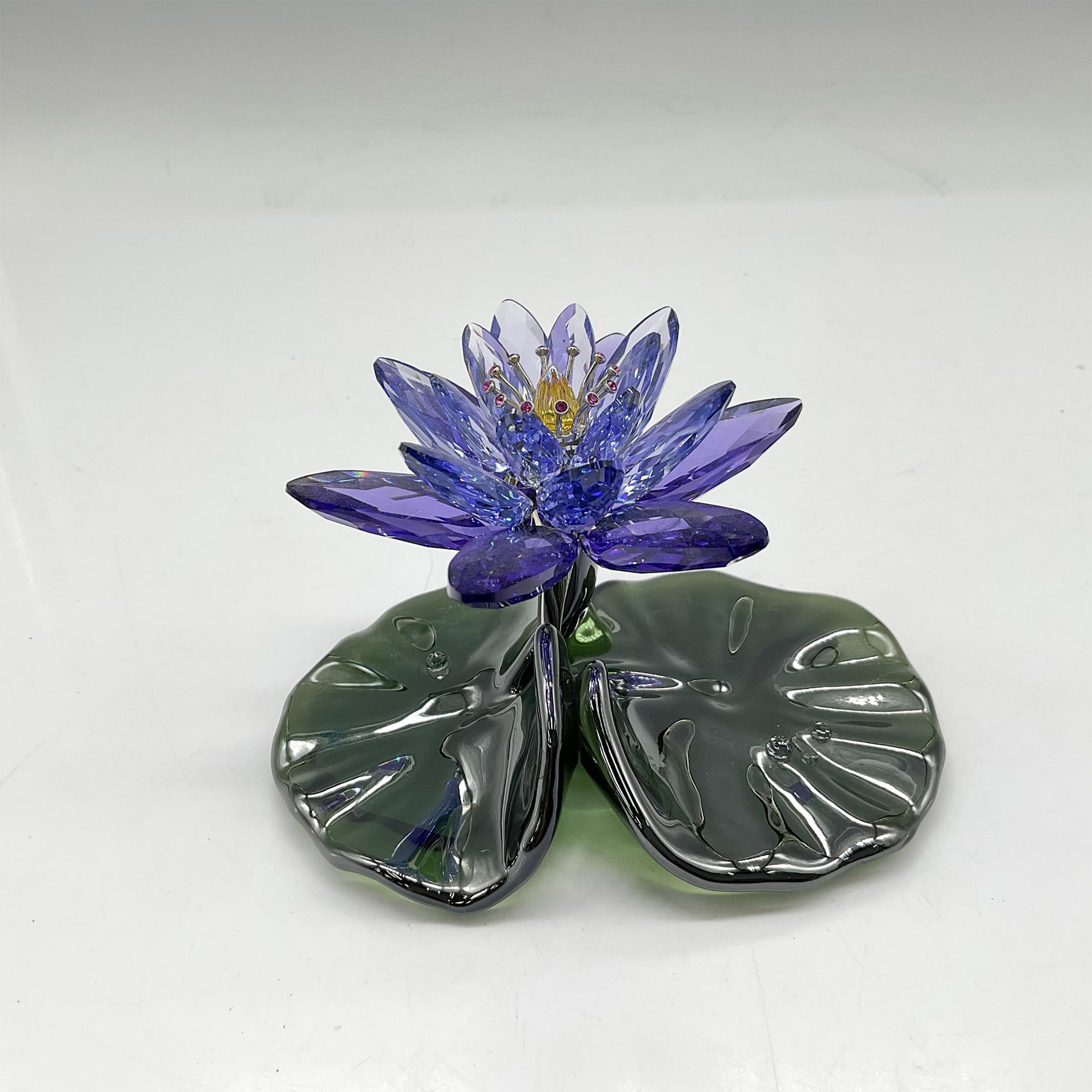 Swarovski Silver Crystal Figurine, Waterlily Blue Violet