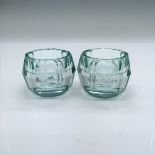 Pair of Orrefors Blue Crystal Totem Harmony Candle Holders