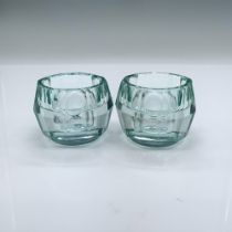 Pair of Orrefors Blue Crystal Totem Harmony Candle Holders