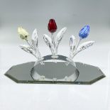 9pc Swarovski Crystal Figurines, Tulips, Stands + Mirror
