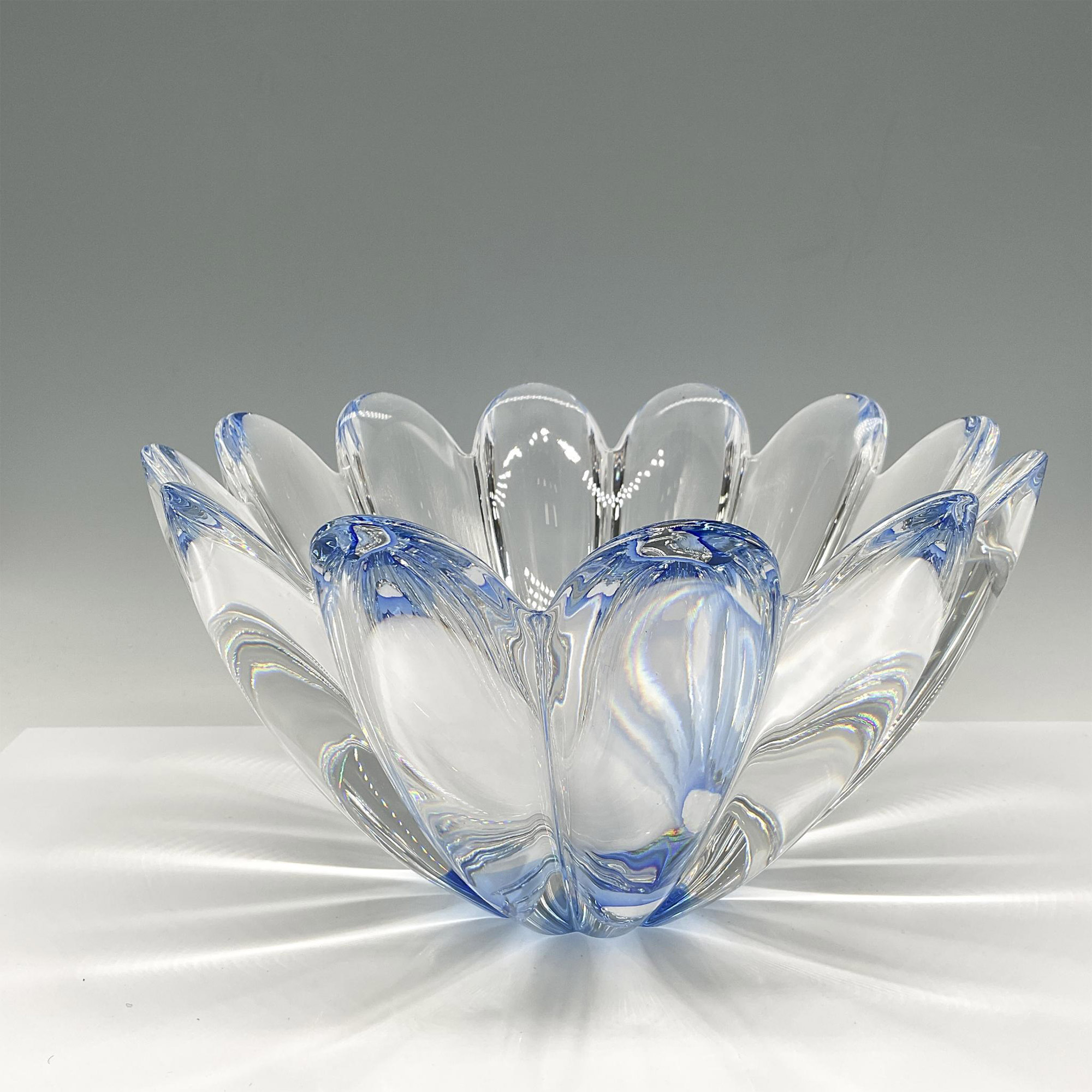 Orrefors Cobalt Crystal Mayflower Bowl