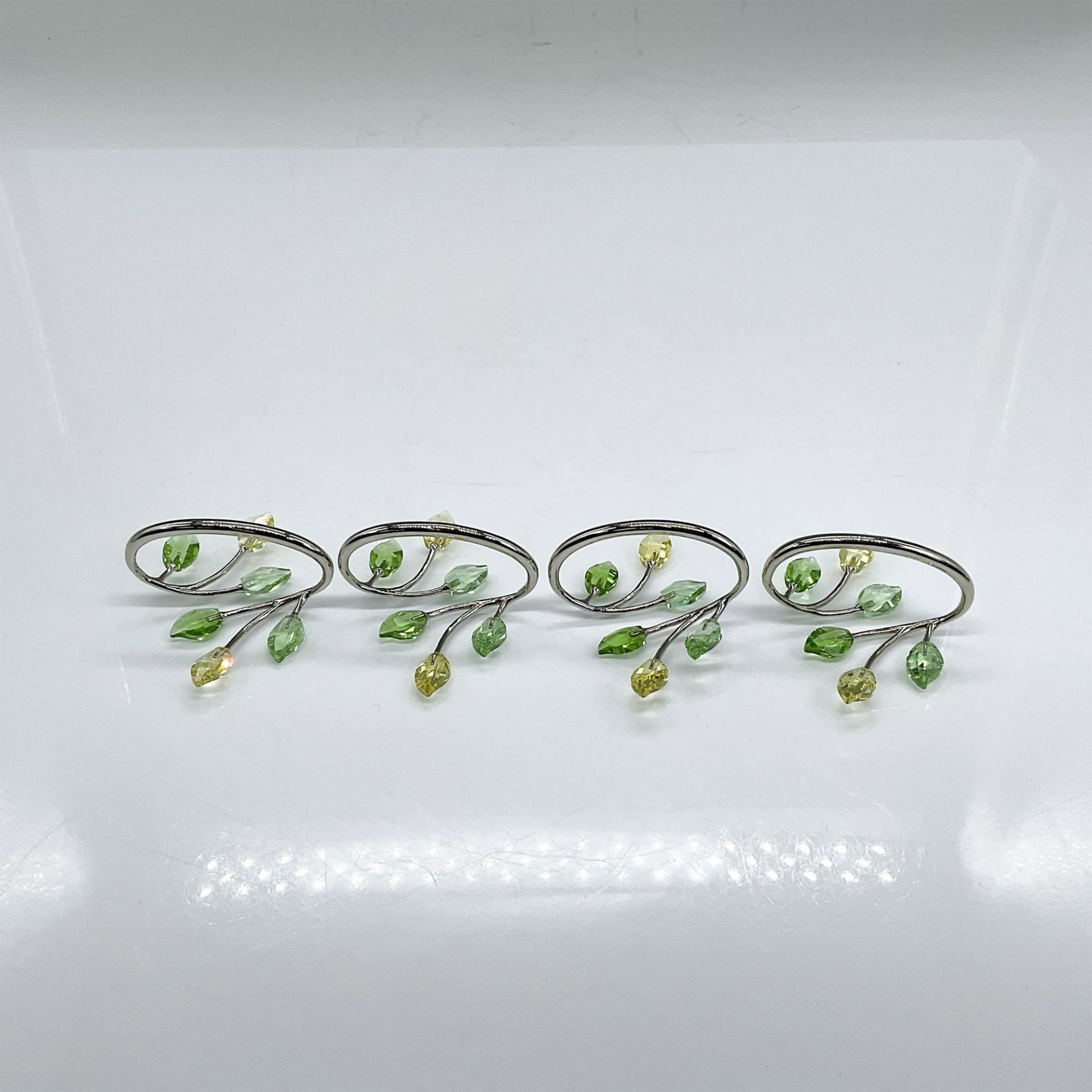 4pc Swarovski Crystal Napkin Rings, Leaves - Bild 2 aus 3