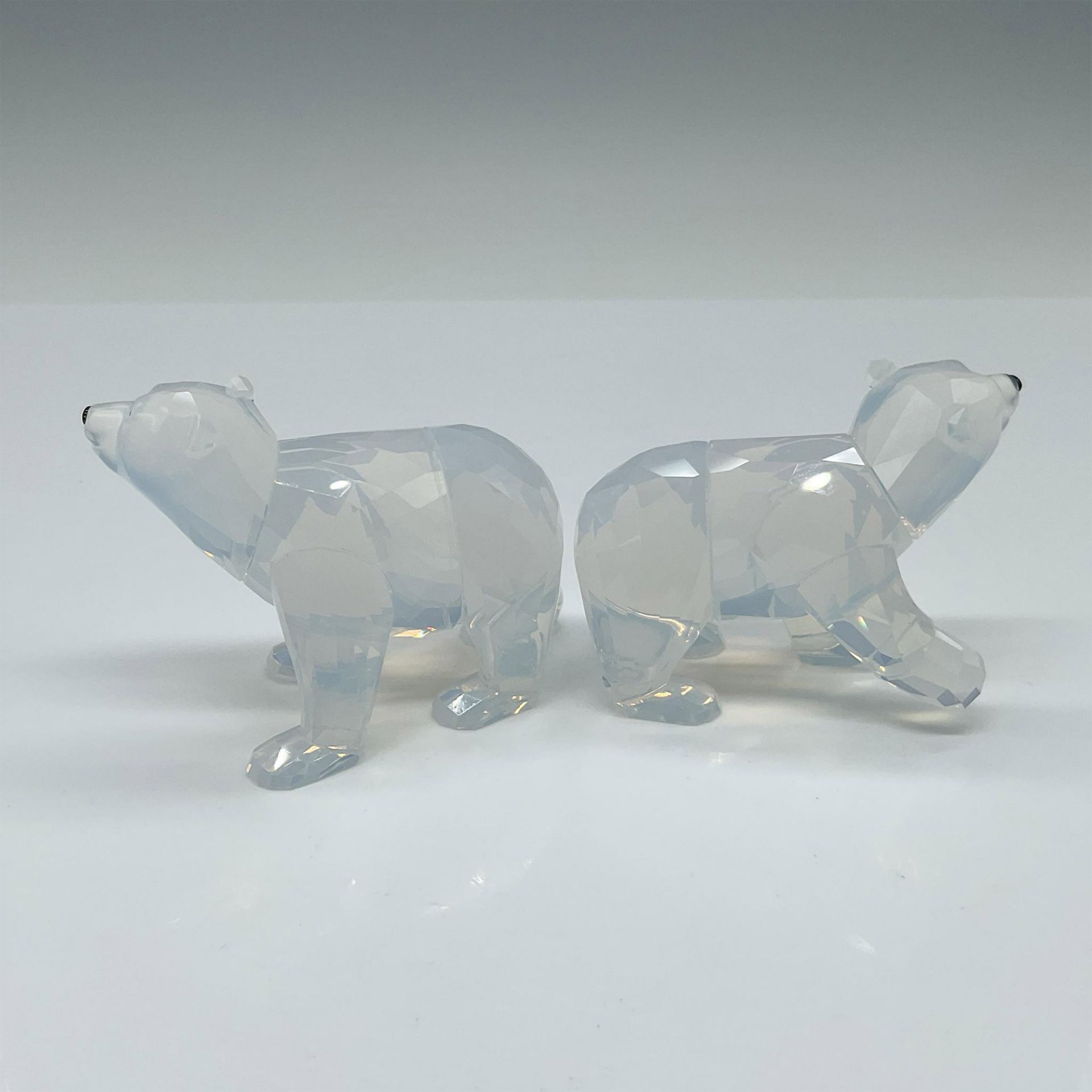 2pc Swarovski Crystal Figurines, Polar Bear Cubs White Opal - Image 2 of 3