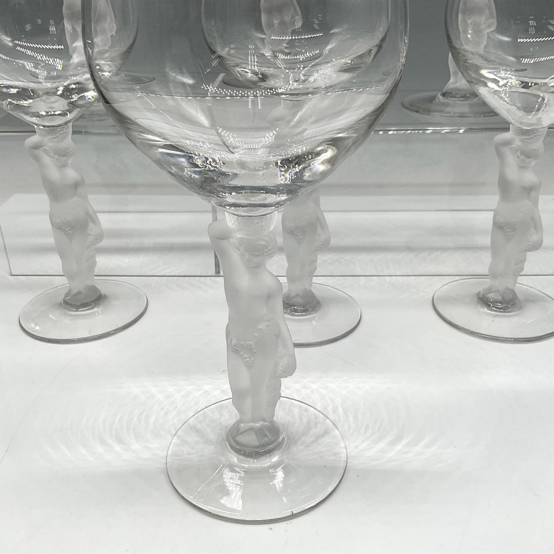 7pc Vintage Bayel Bacchus Crystal Frosted Male Nude Goblets - Image 3 of 4