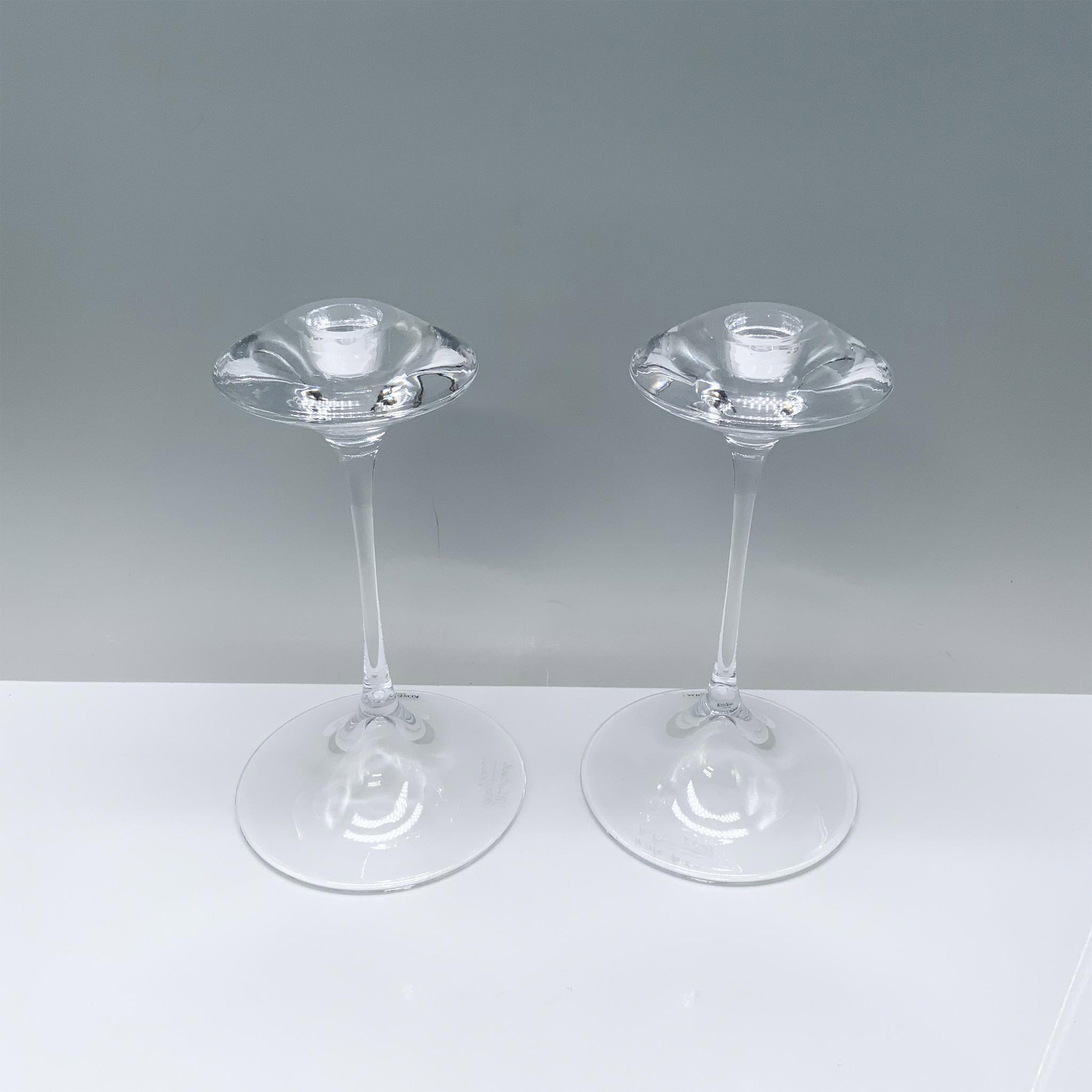 2pc Kosta Boda Crystal Candlesticks, Fanfare - Image 2 of 3