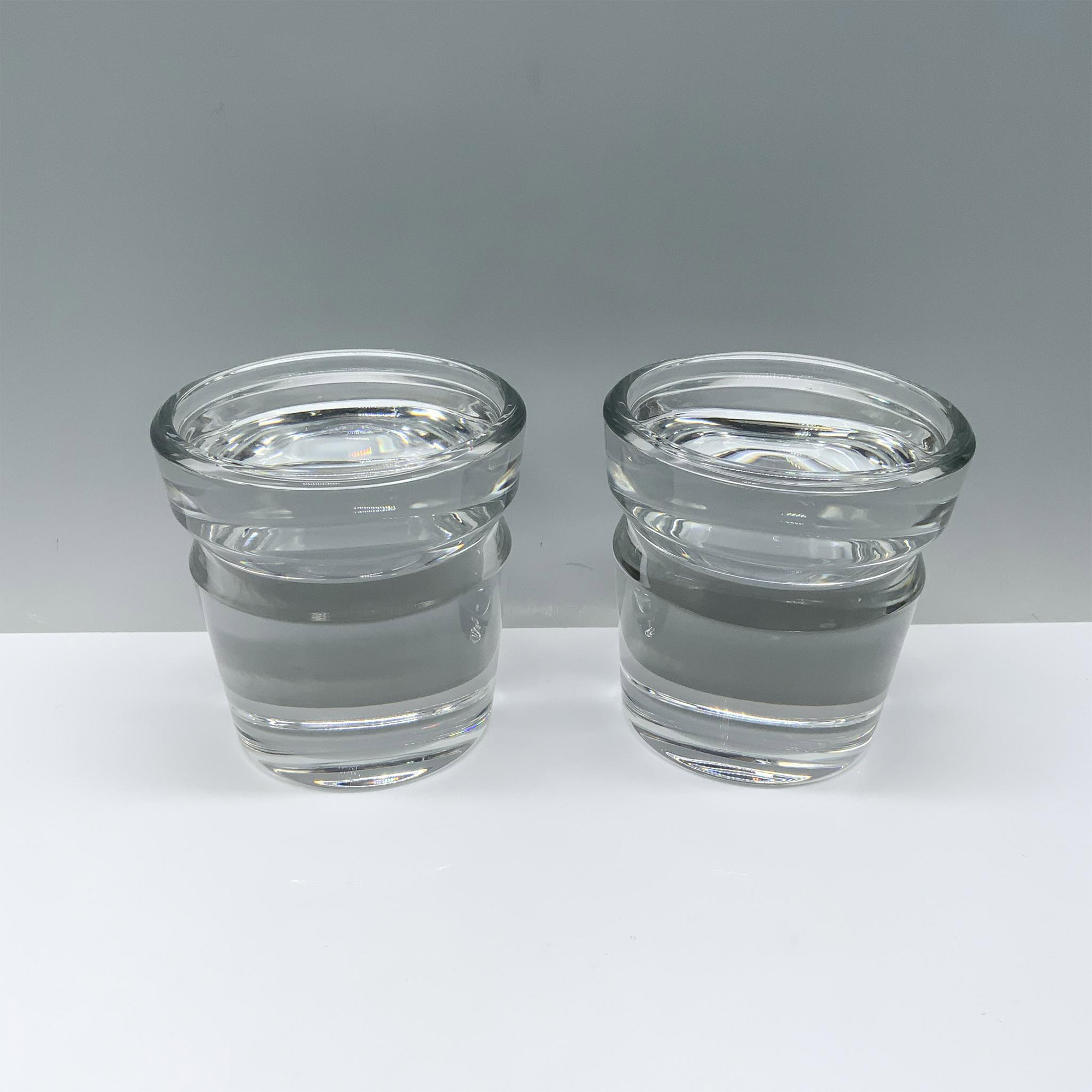 2pc Steuben Style Art Glass Candleholders - Image 2 of 3