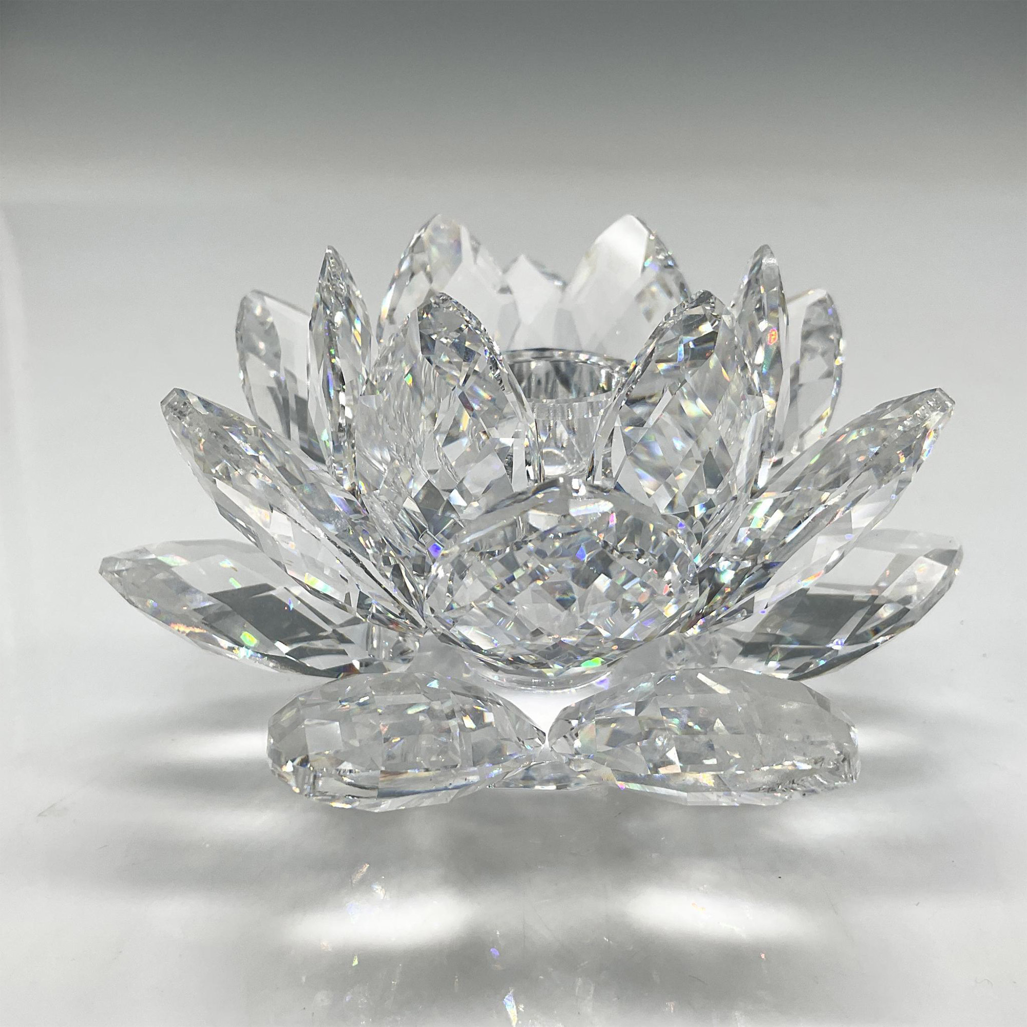 Swarovski Silver Crystal Candleholder, Medium Waterlily