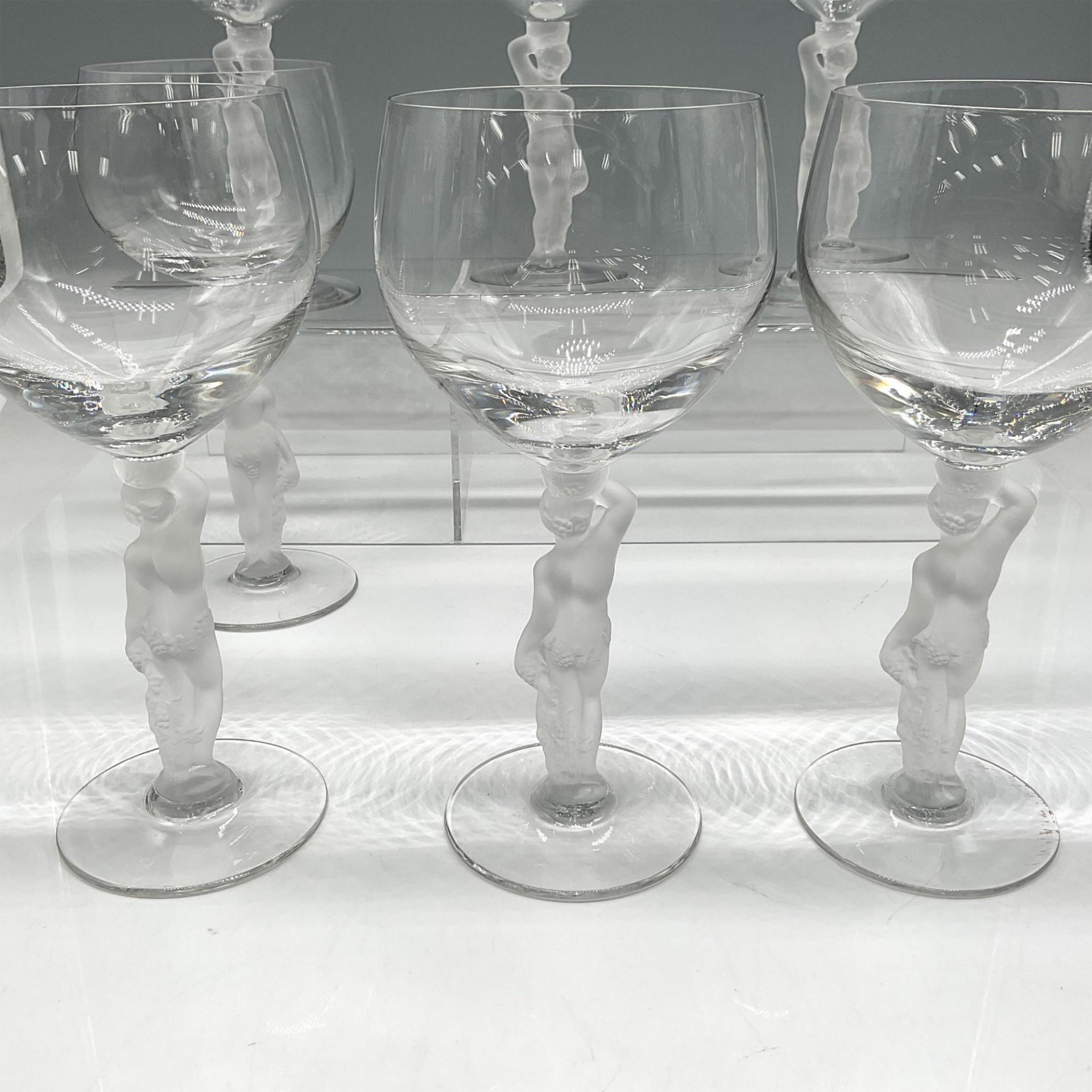 7pc Vintage Bayel Bacchus Crystal Frosted Male Nude Goblets - Image 4 of 4