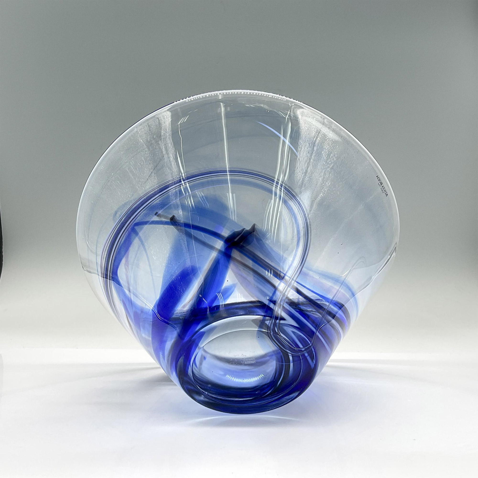 Kosta Boda Glass Bowl, Blue Swirls - Image 3 of 3