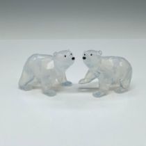 2pc Swarovski Crystal Figurines, Polar Bear Cubs White Opal