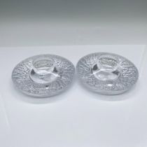 Pair of Orrefors Crystal Candleholders, Discus