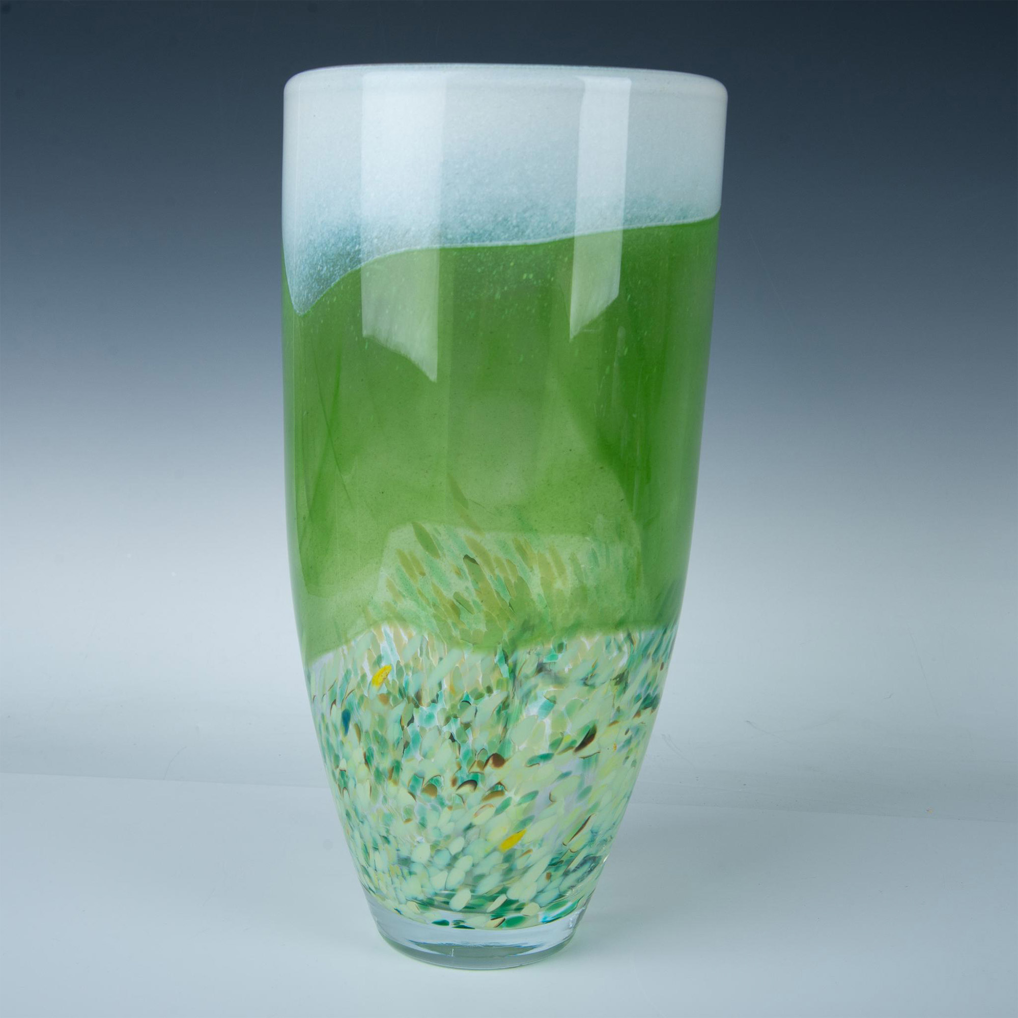 Vintage Abstract Green Glass Vase, Signed - Image 2 of 6