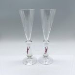 Pair of Kosta Boda Champagne Glasses, MM Millennium