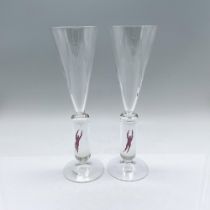 Pair of Kosta Boda Champagne Glasses, MM Millennium