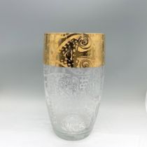 Etched and Gilded Art Glass Vase