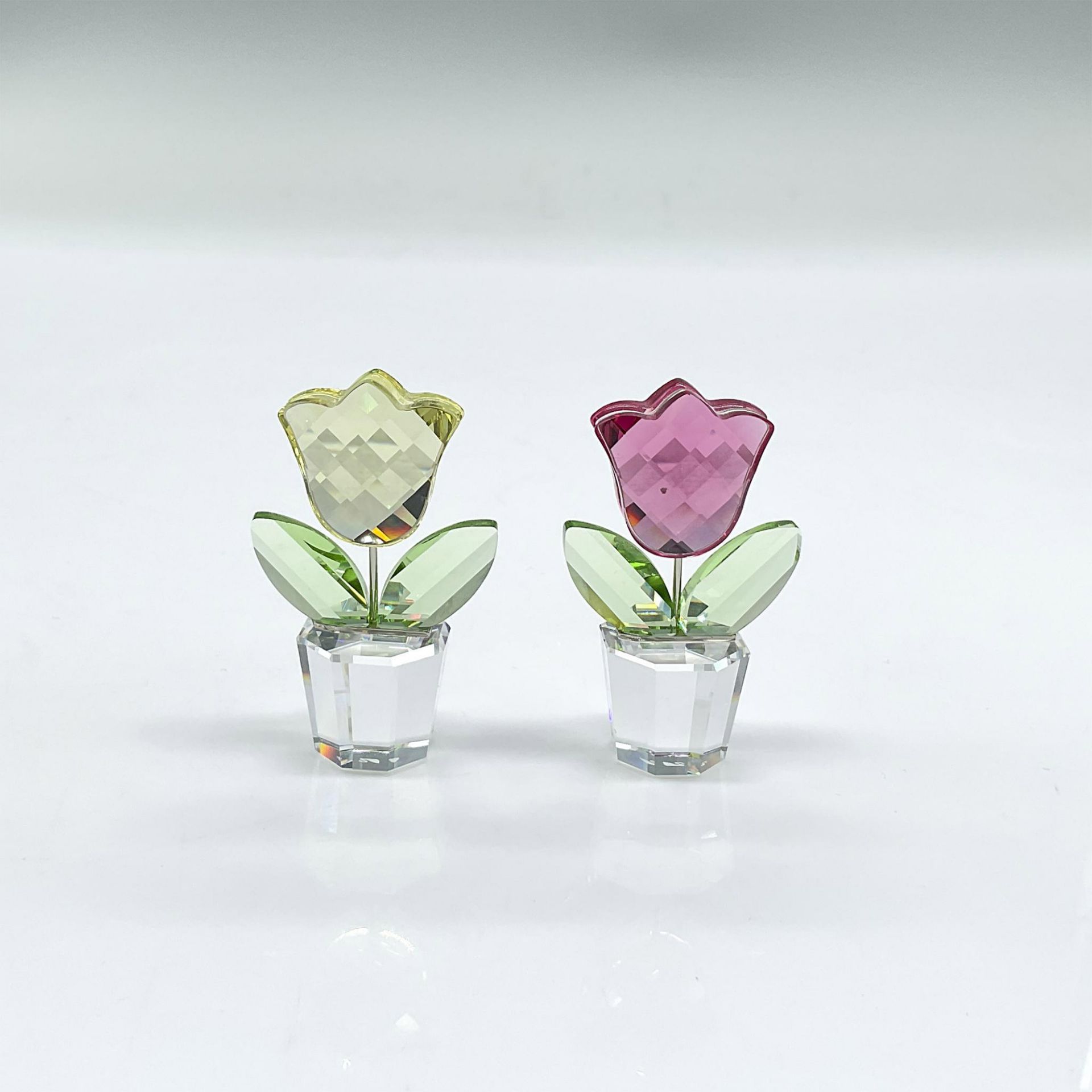2pc Swarovski Crystal Figurines, Pink and Yellow Tulips - Bild 2 aus 4