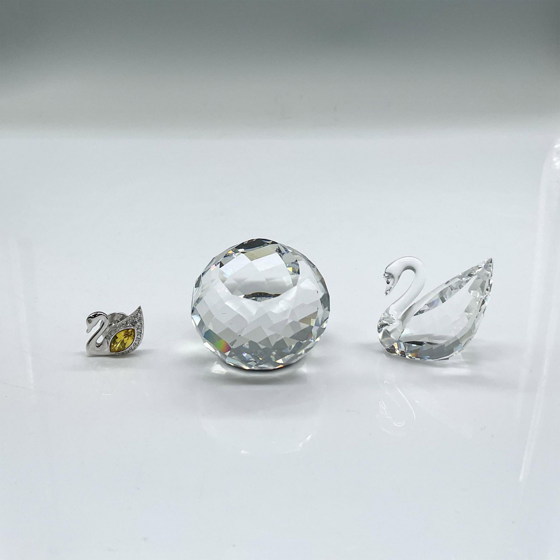 3pc Swarovski Crystal Swan, Paperweight and Brooch Pin