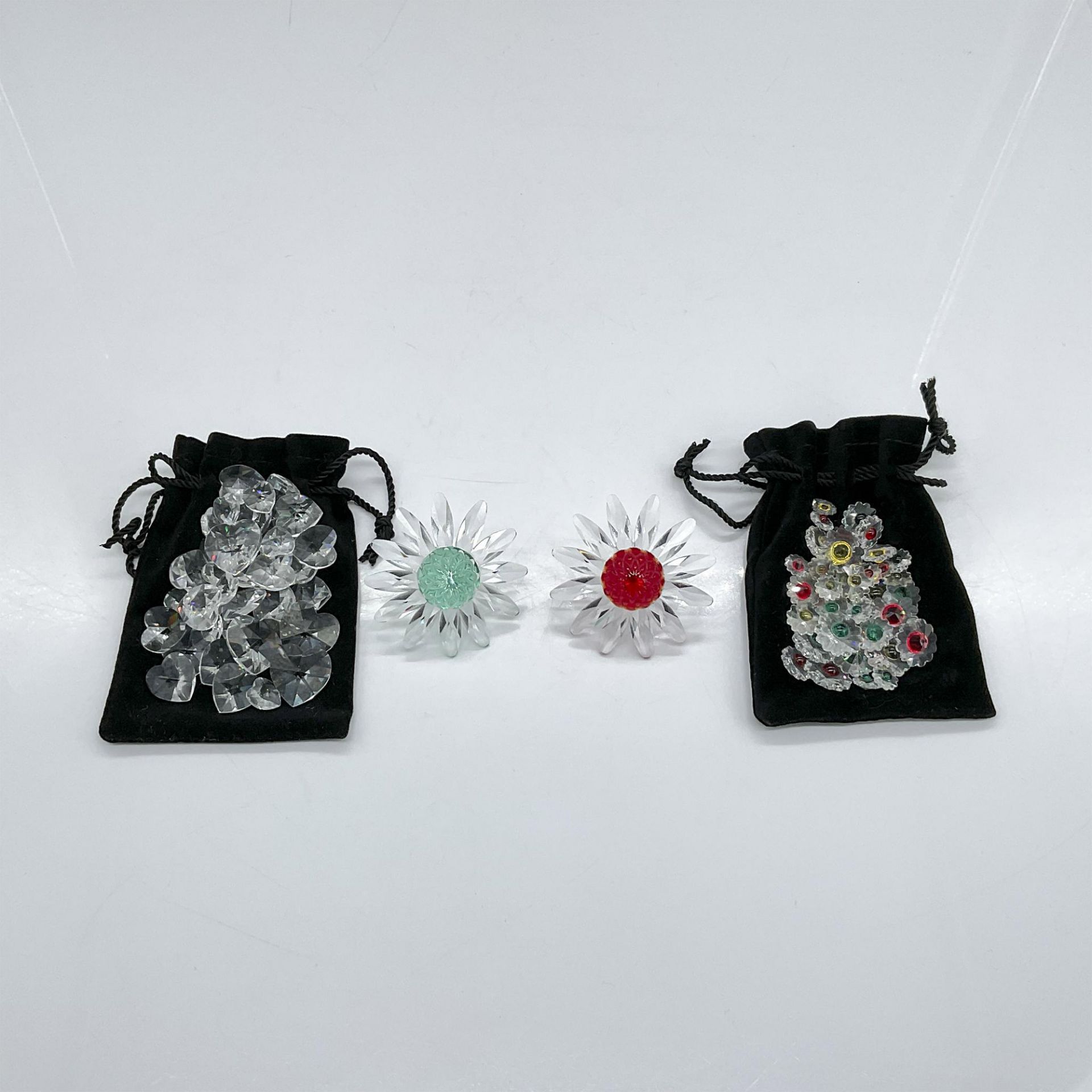 4pc Swarovski Crystal Decorative Elements, Flowers + Hearts