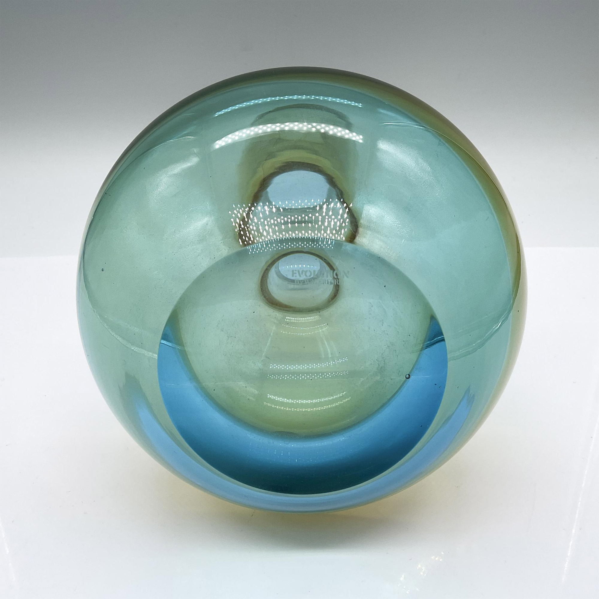 Waterford Turquoise and Amber Vase, Evolution - Image 3 of 3