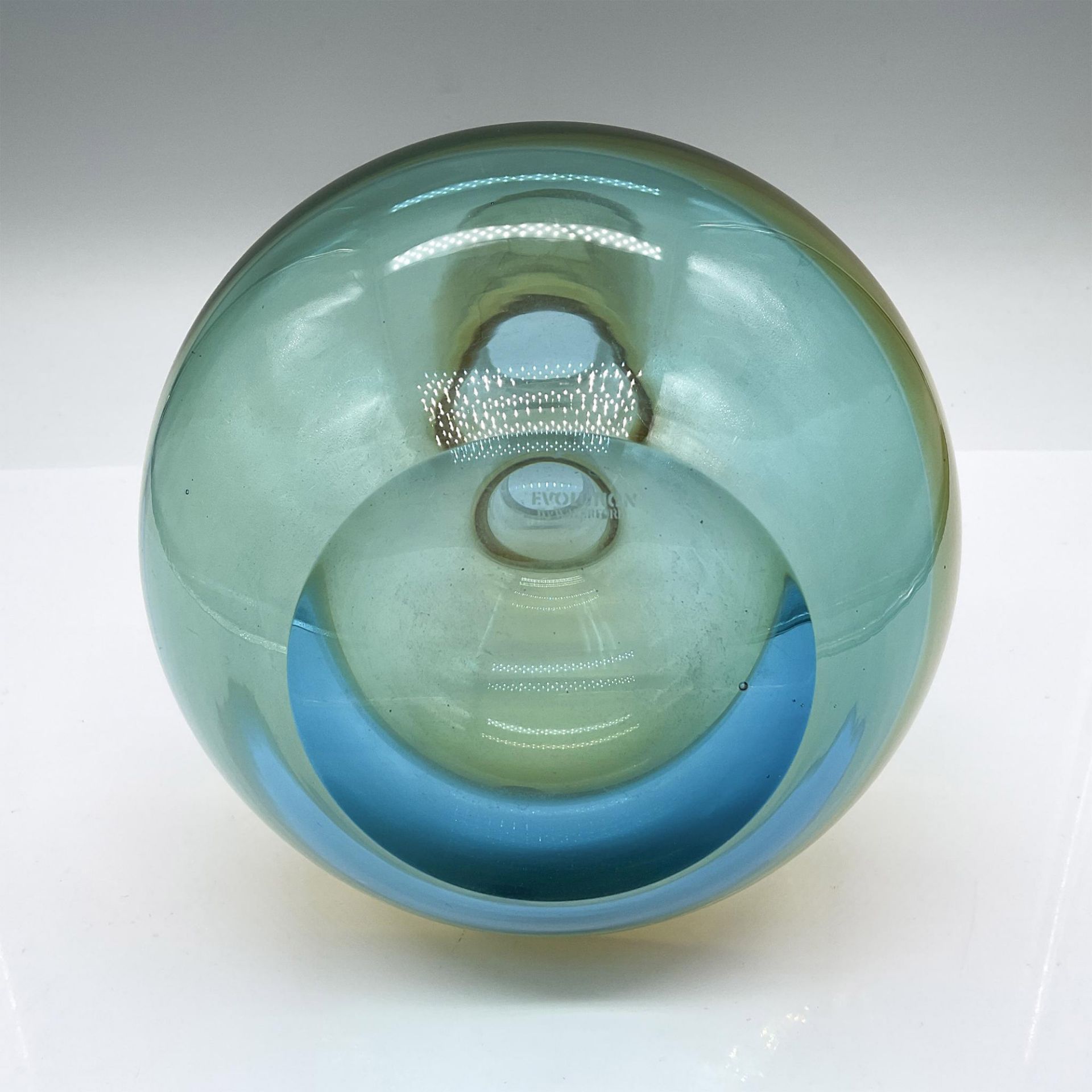 Waterford Turquoise and Amber Vase, Evolution - Image 3 of 3