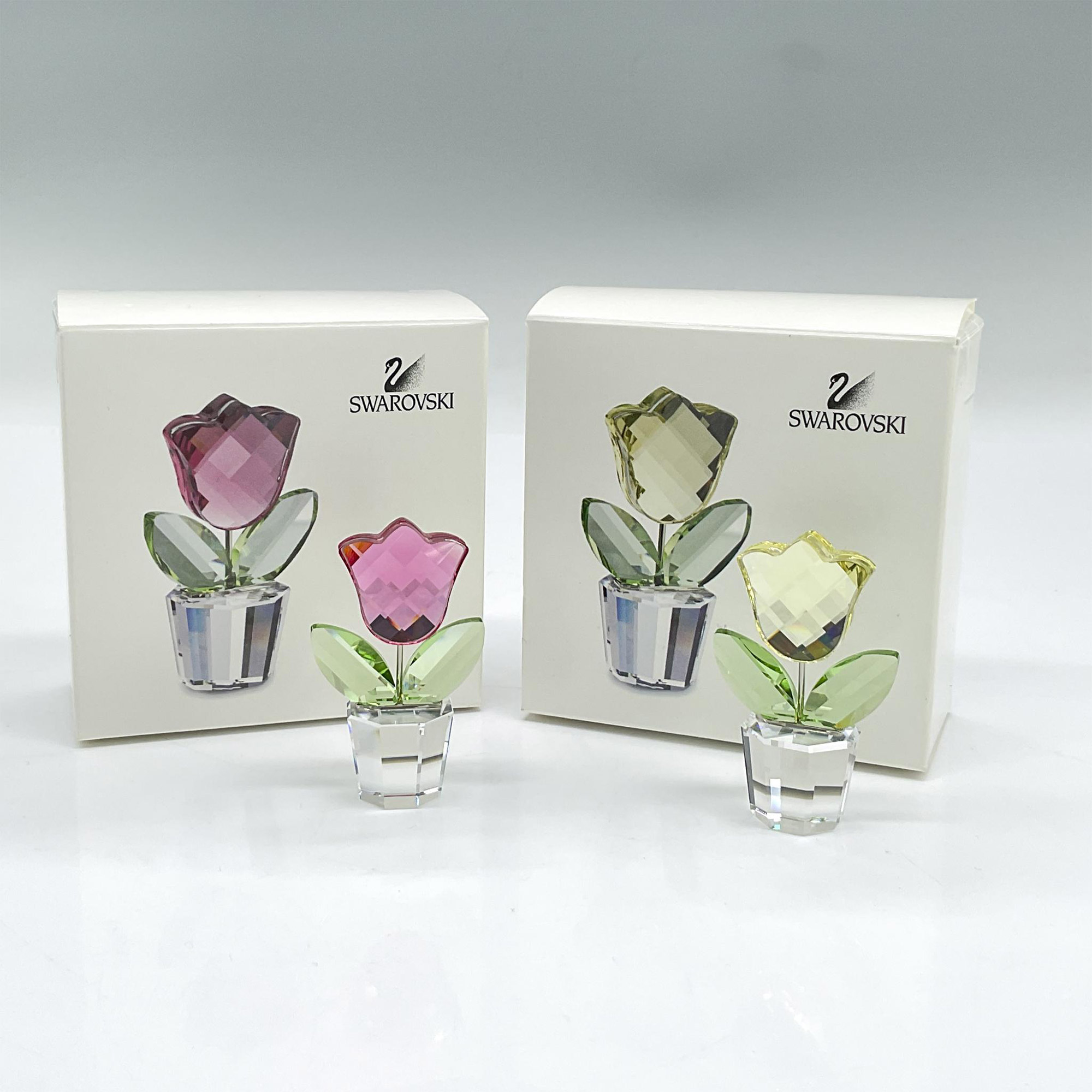 2pc Swarovski Crystal Figurines, Pink and Yellow Tulips - Image 4 of 4