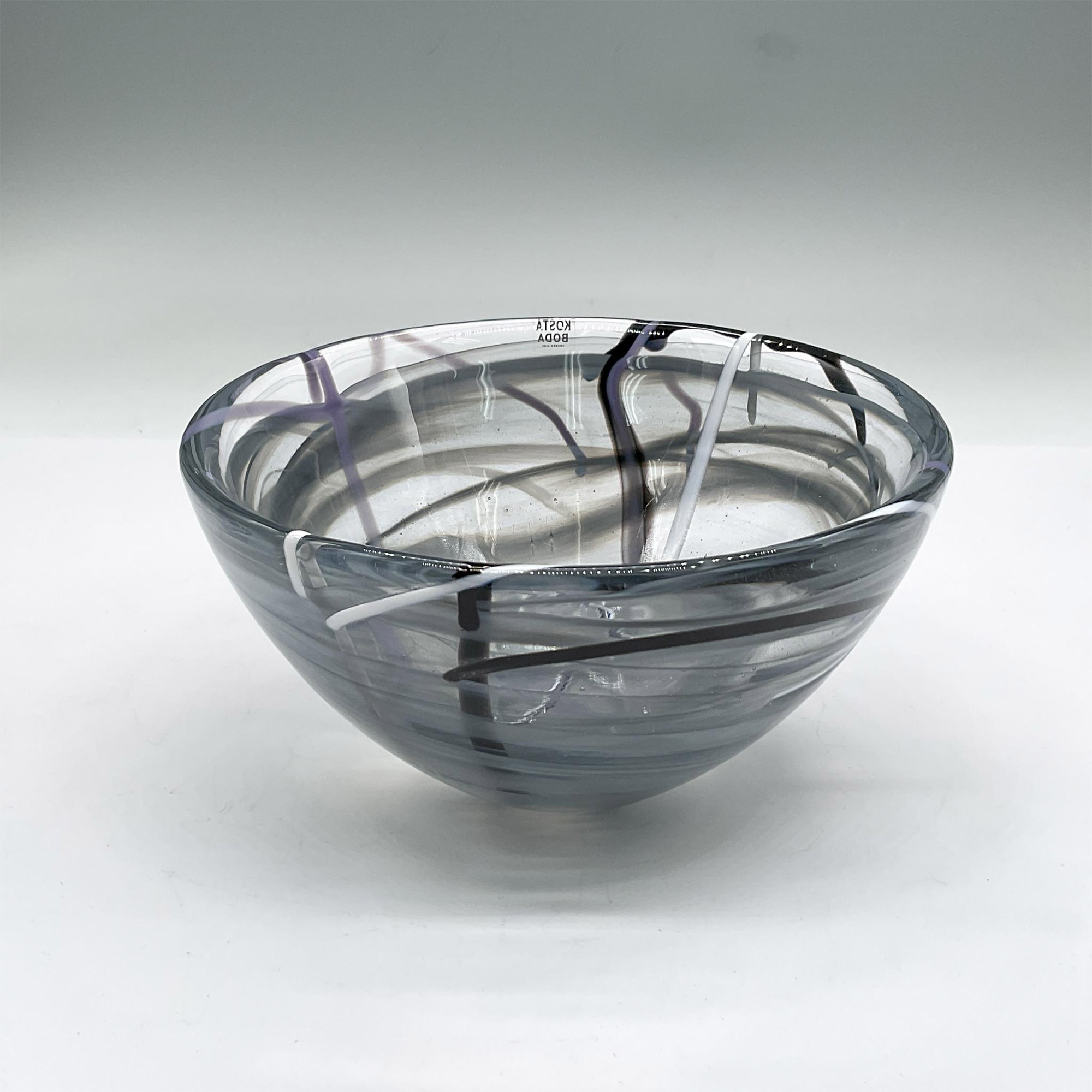 Kosta Boda Glass Bowl, Grey/Black/White - Image 2 of 3