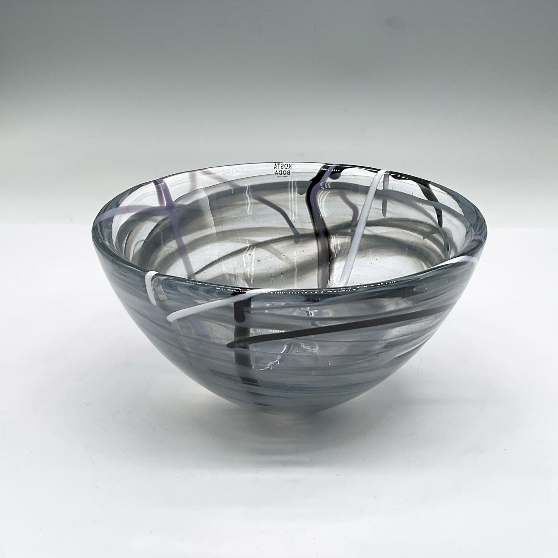 Kosta Boda Glass Bowl, Grey/Black/White - Bild 2 aus 3