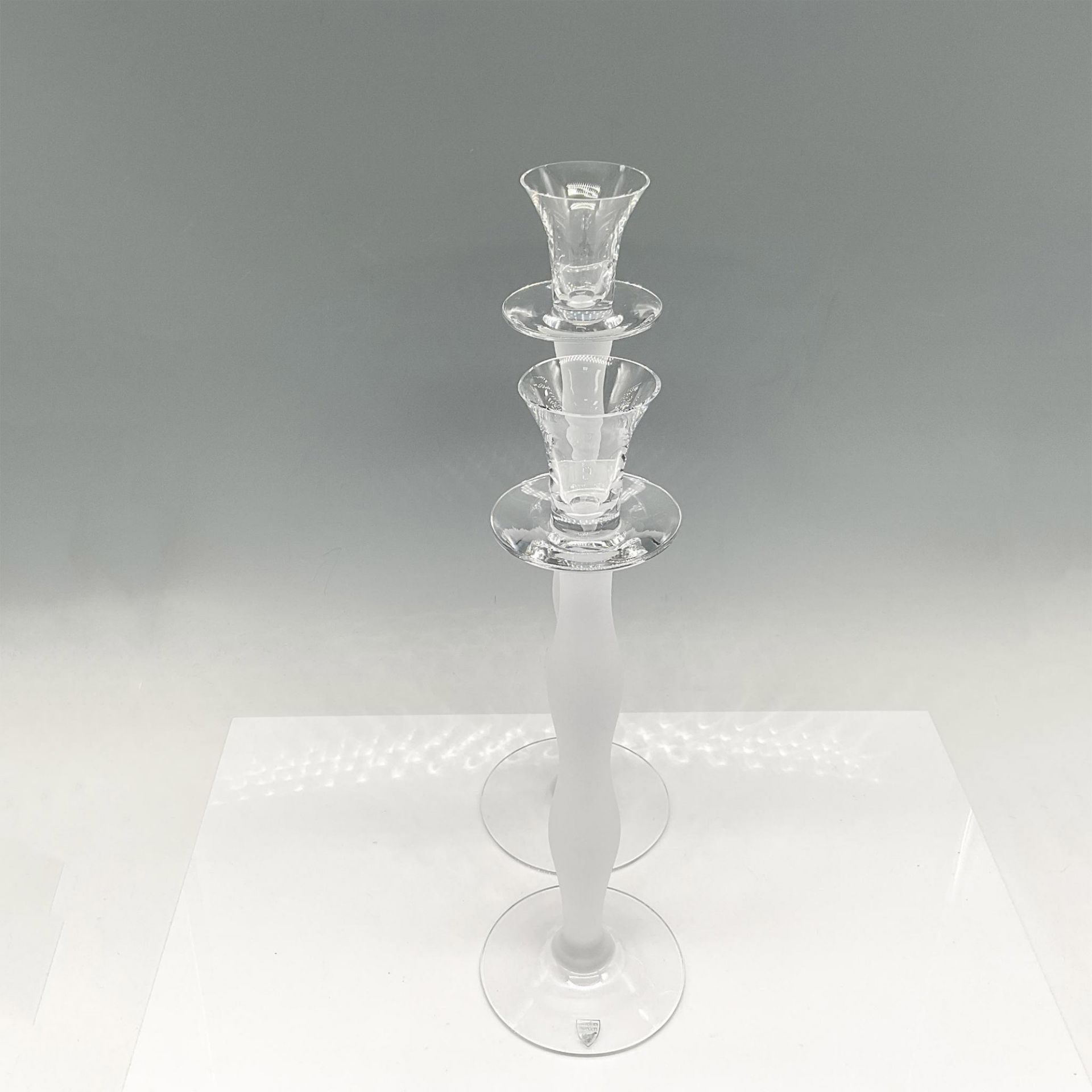 2pc Orrefors Crystal Frosted White Candle Holders, Celeste - Bild 2 aus 3