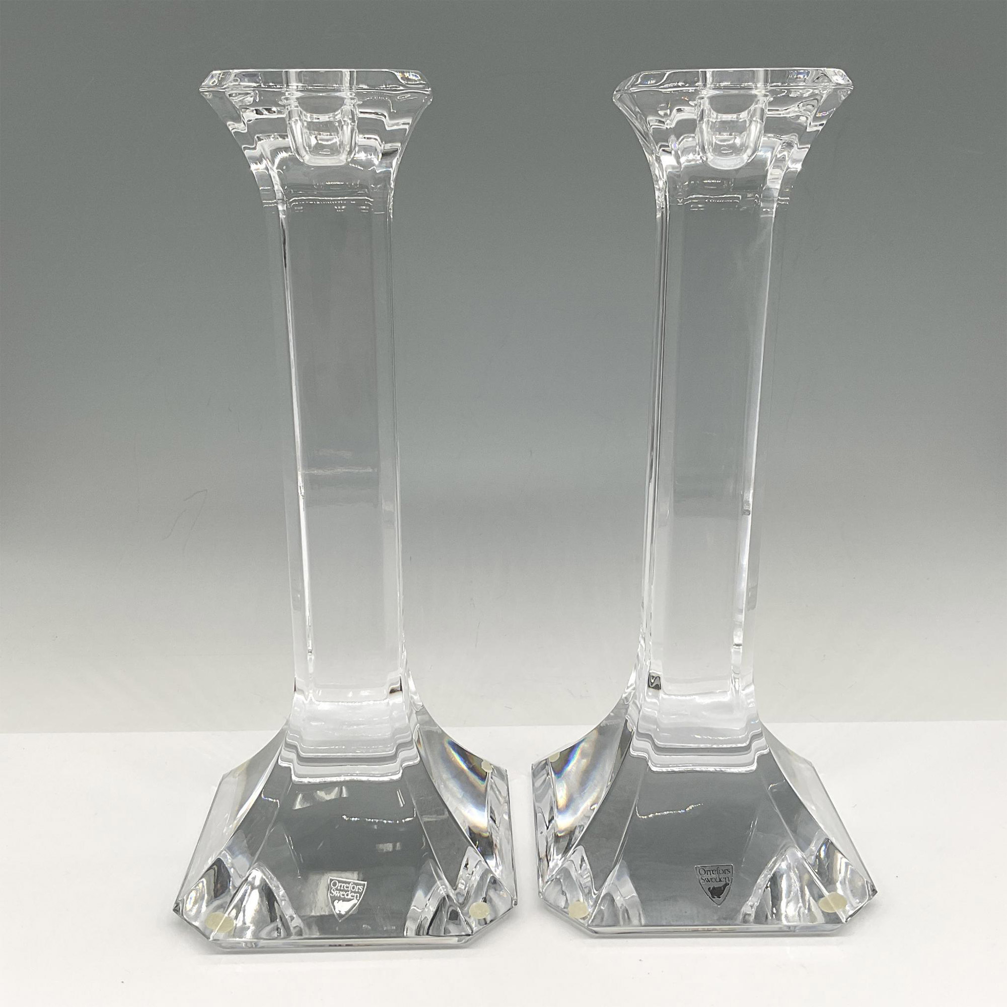 Pair of Orrefors Crystal Candle Holders