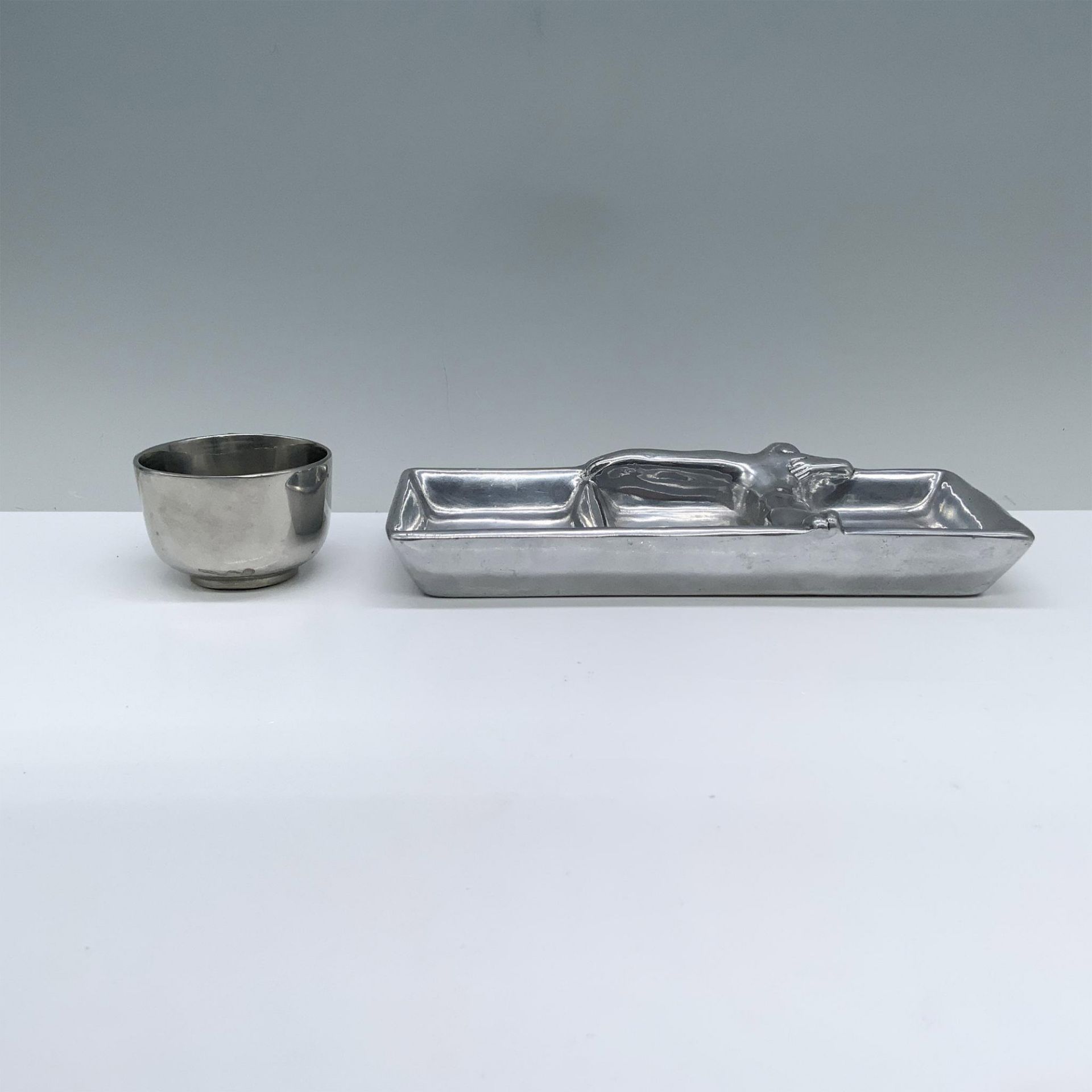 2pc Carrol Boyes Aluminum Serving Tray and Bowl - Bild 3 aus 3