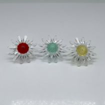 3pc Swarovski Crystal Figurines, Complete Set Marguerites