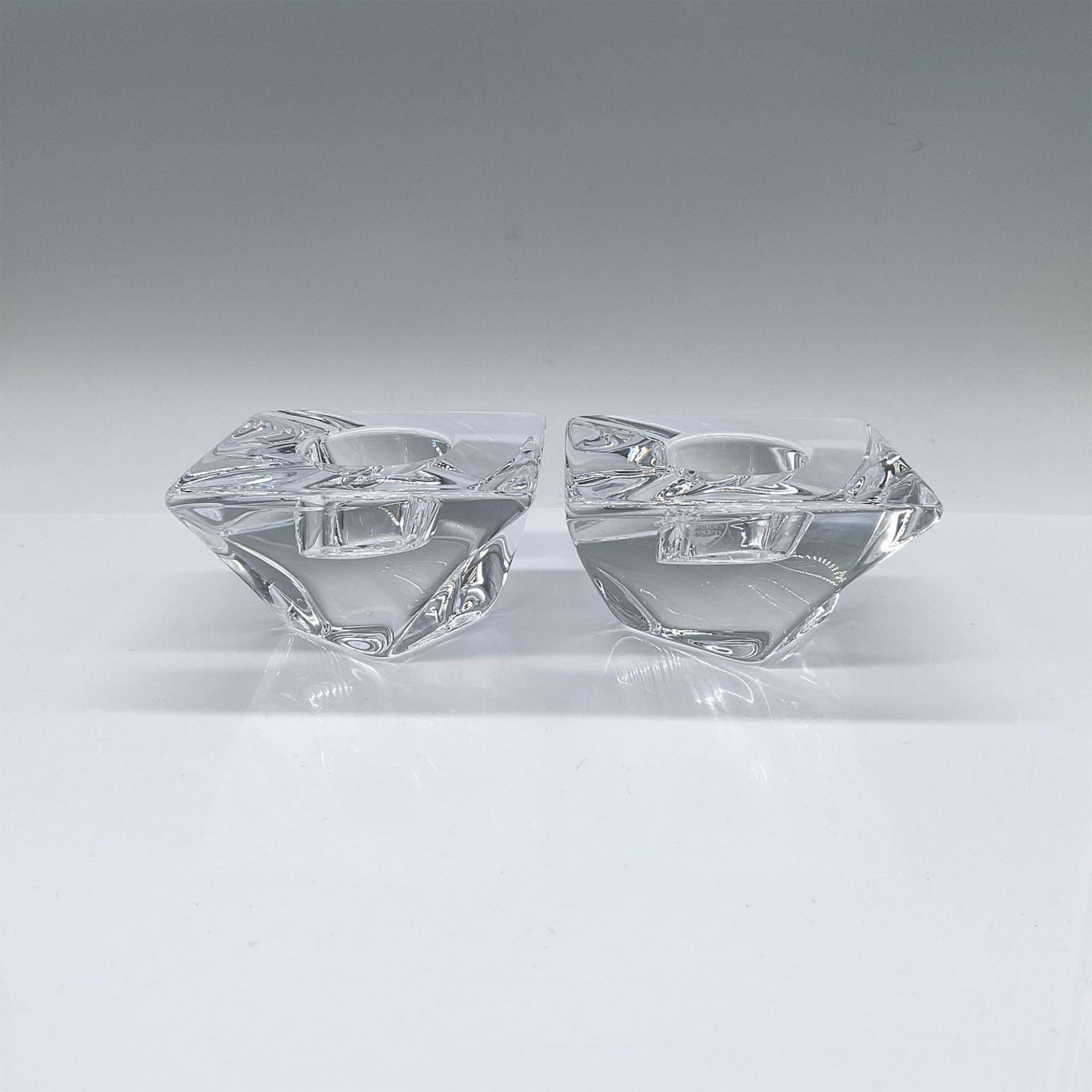 Pair of Orrefors Candleholders, Tornado