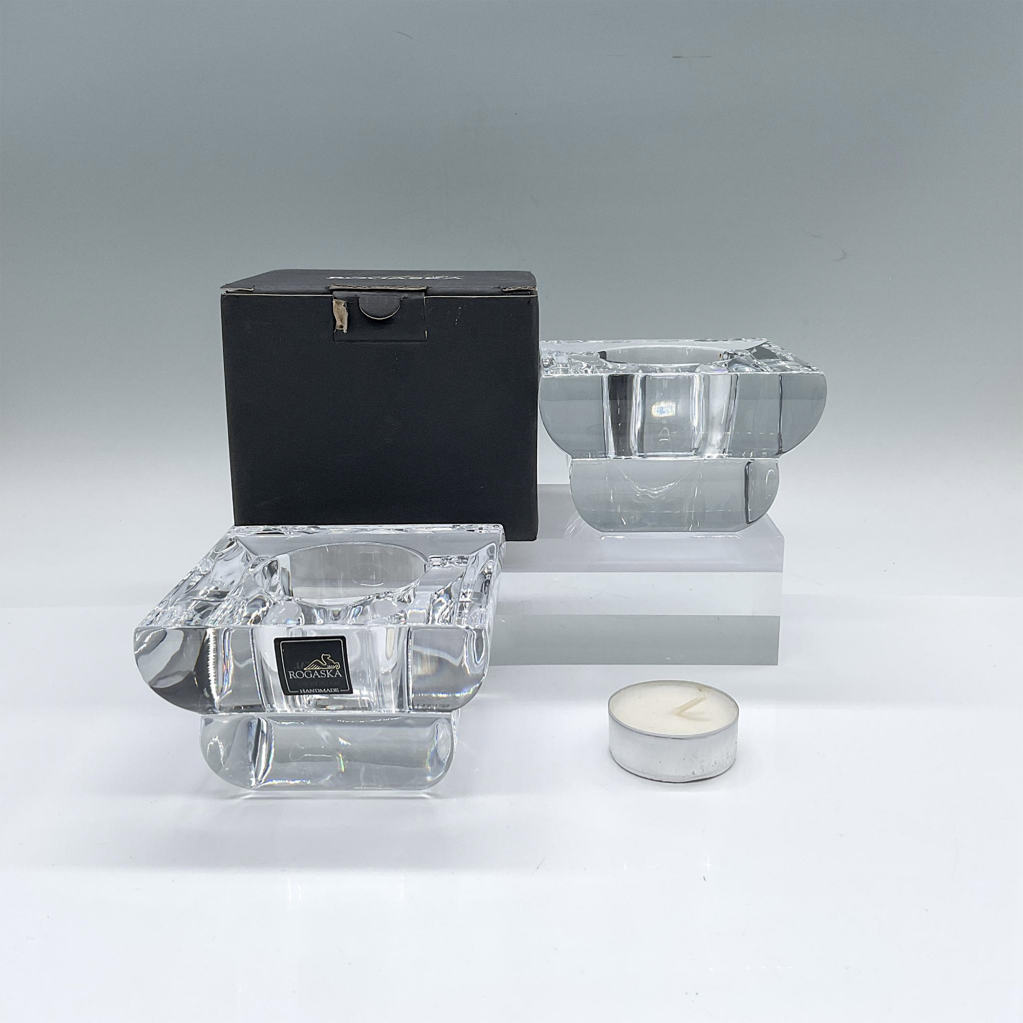 Pair of Rogaska Crystal Candleholders, Adria - Image 2 of 4