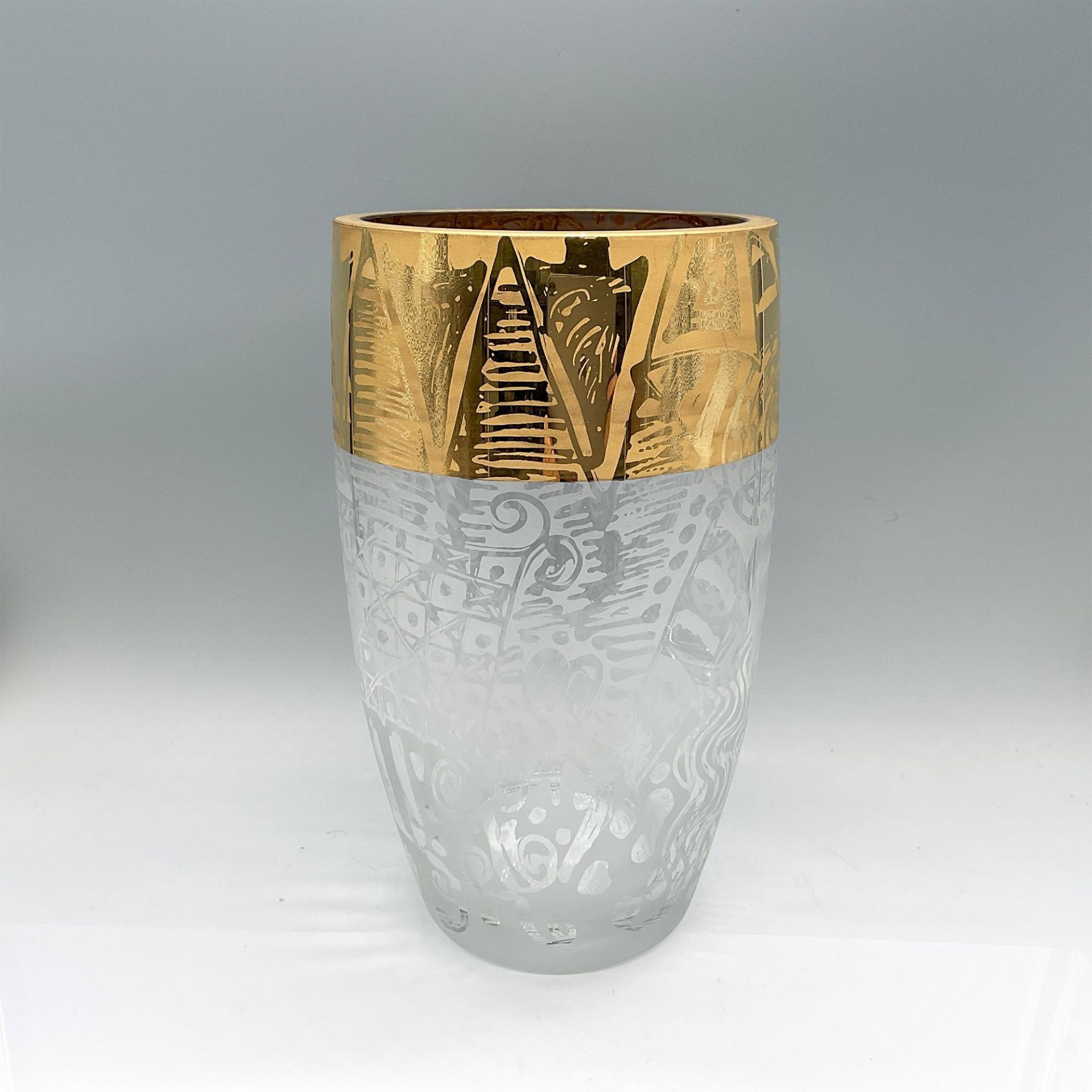 Etched and Gilded Art Glass Vase - Image 3 of 3