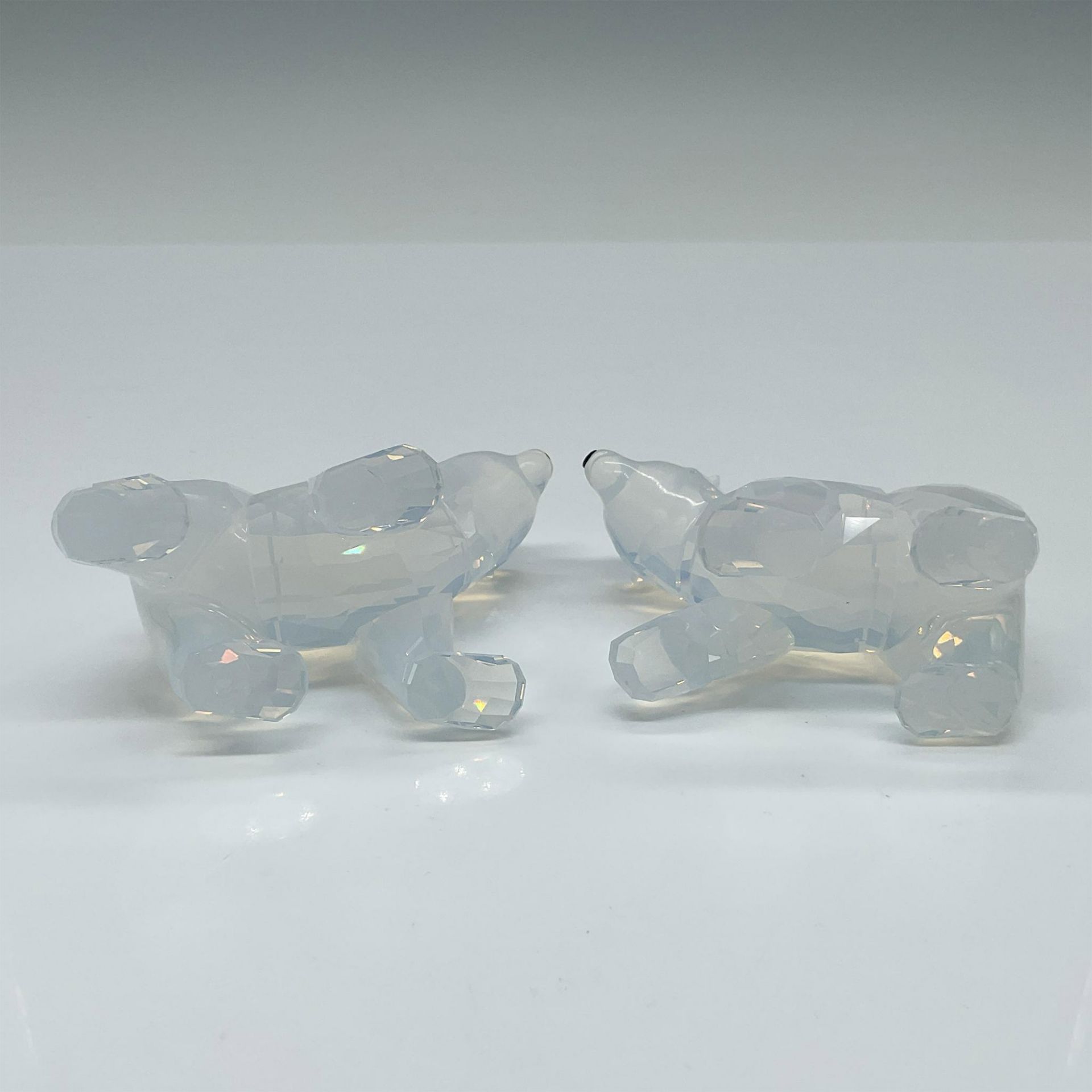 2pc Swarovski Crystal Figurines, Polar Bear Cubs White Opal - Image 3 of 3