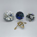 4pc Swarovski Crystal Grouping, Paperweights and Rowboat