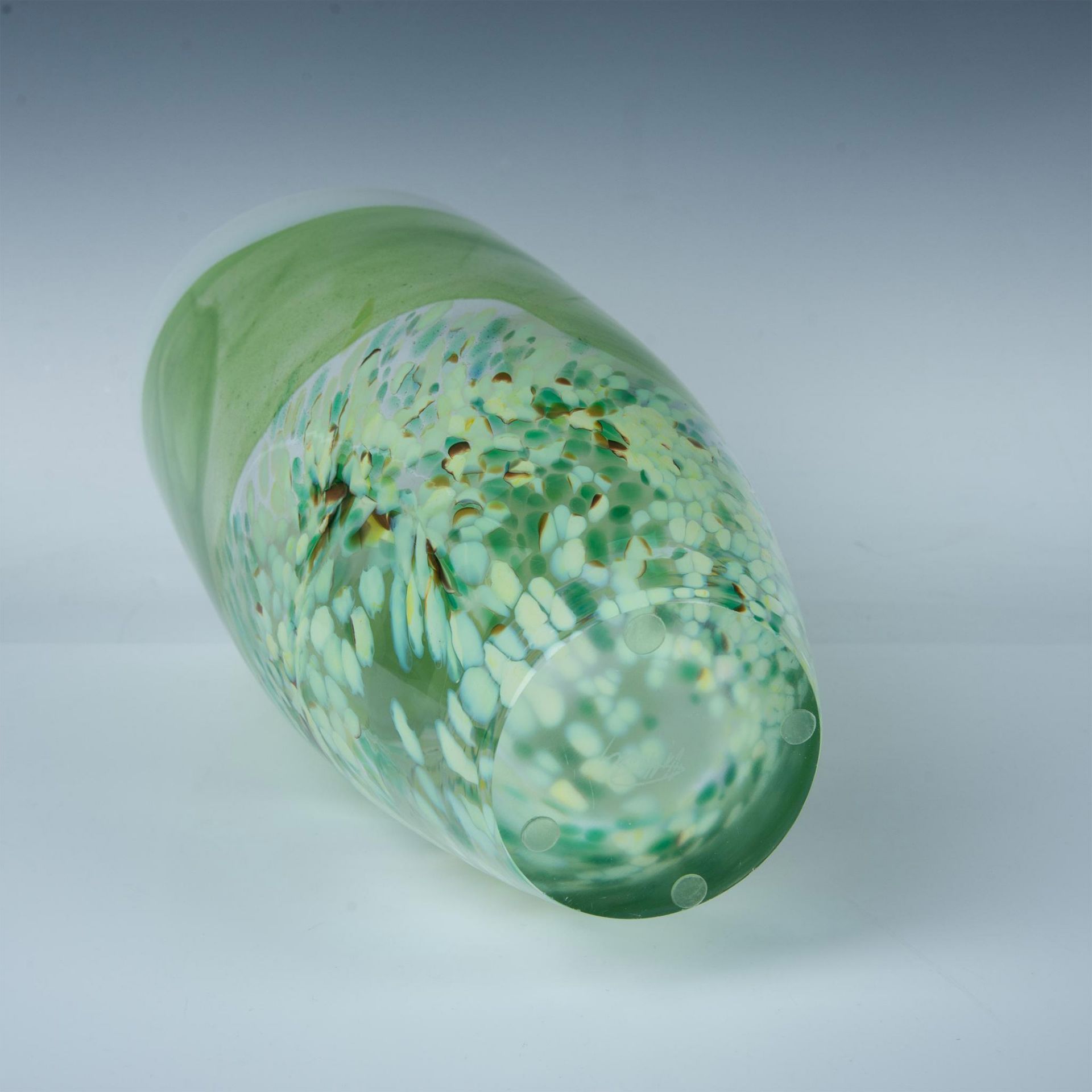 Vintage Abstract Green Glass Vase, Signed - Bild 5 aus 6