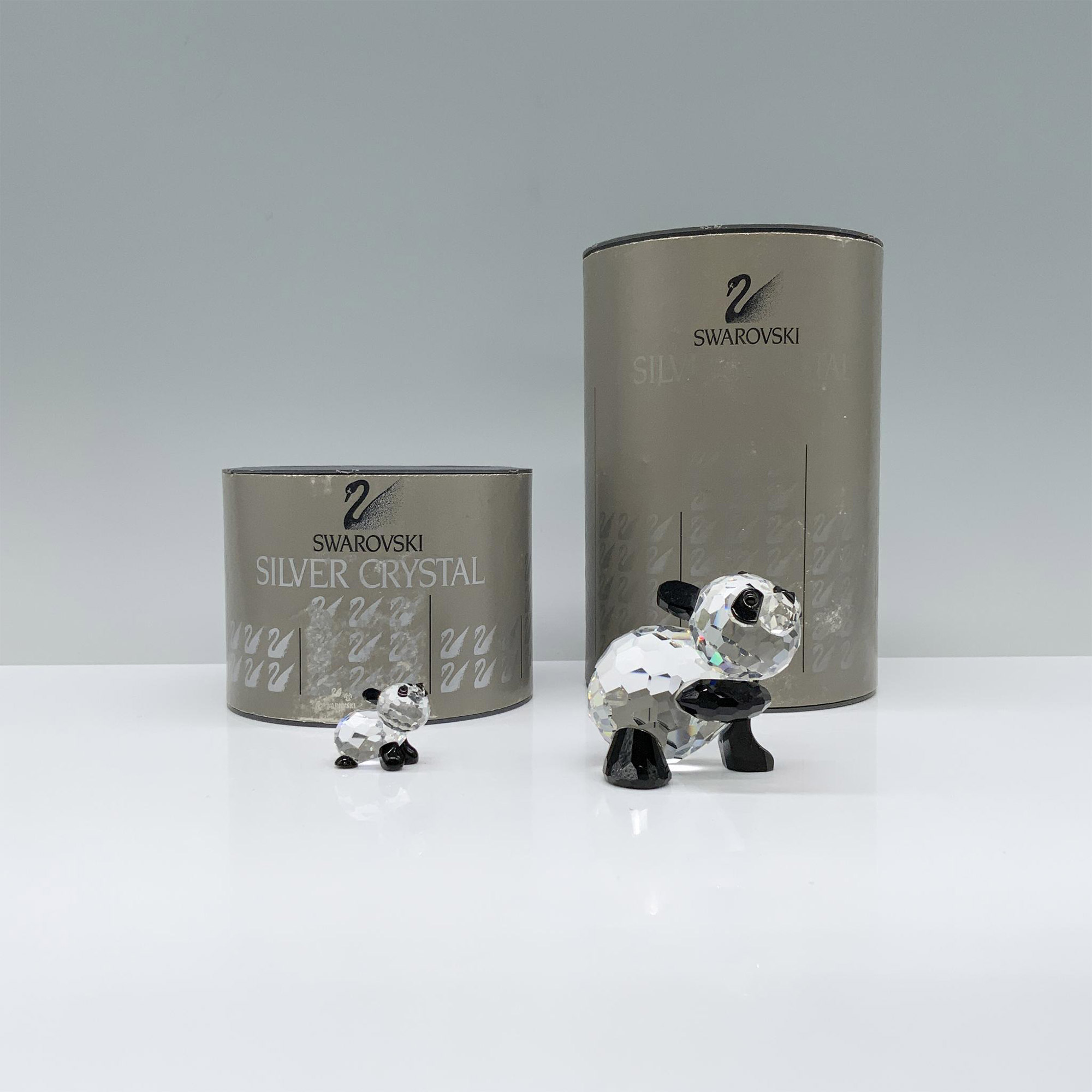 2pc Swarovski Crystal Figurines, Pandas 181080 and 181081 - Image 4 of 4